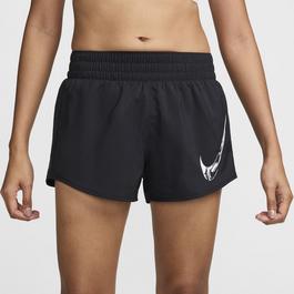 Nike One Womens Dri FIT Mid Rise Graphic Performance Shorts