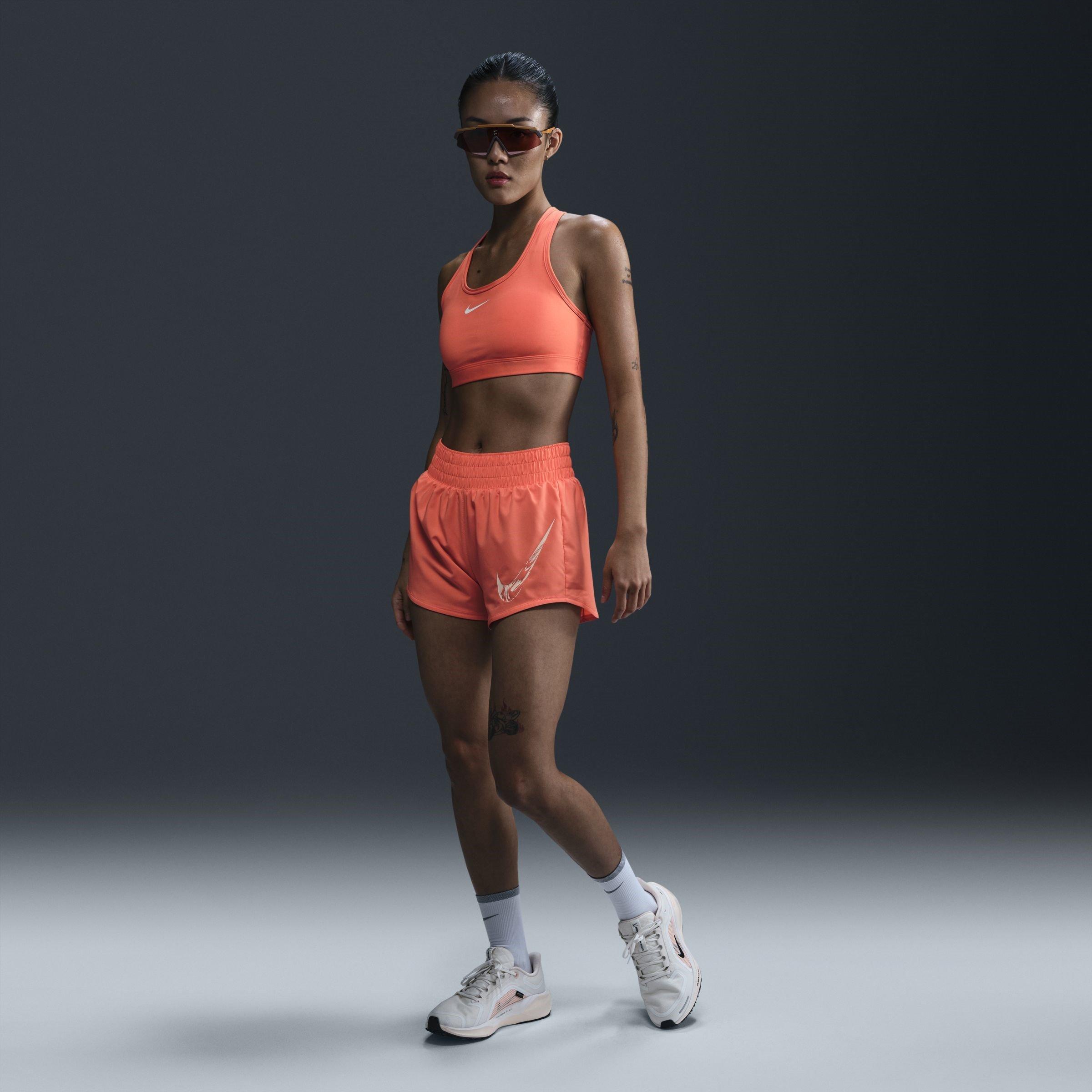 Mango/Fuchsia - Nike - One Womens Dri FIT Mid Rise Graphic Performance Shorts - 4