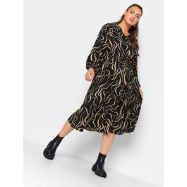 YOURS Curve Long Sleeve Swirl Shirt Dress