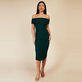 Little Mistress Mistress BARDOT RUCHED MIDIDRESS