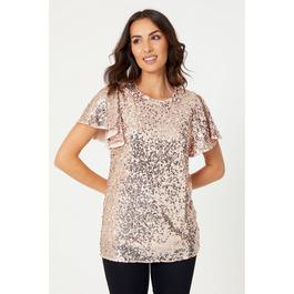 Be You Sequin Sequin Angel Sleeve Top