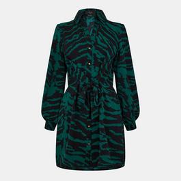 AX Paris Paris Green Zebra Print Belted Mini Dress