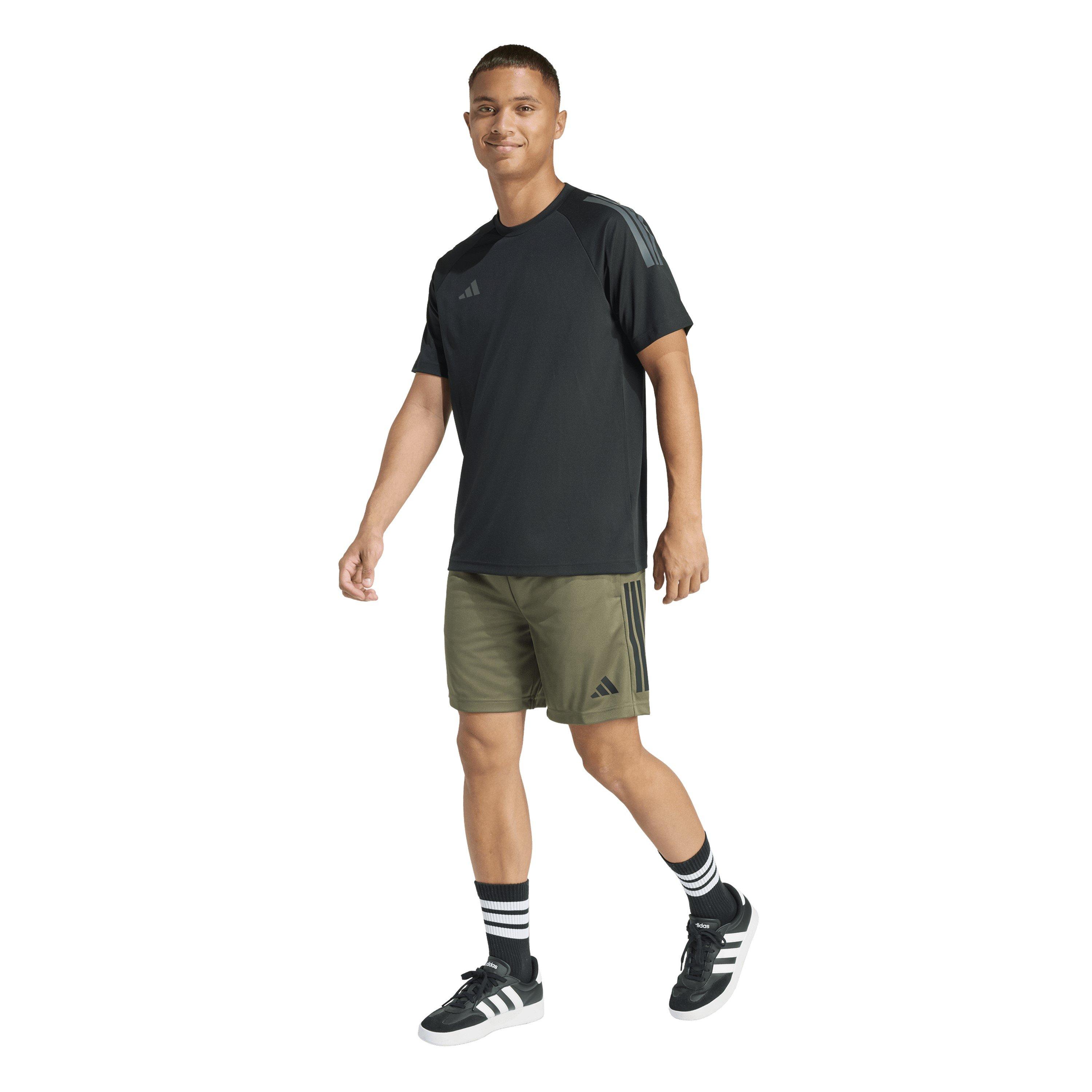Olive strata - adidas - Sereno AEROREADY Cut 3-Stripes Mens Football Shorts - 6