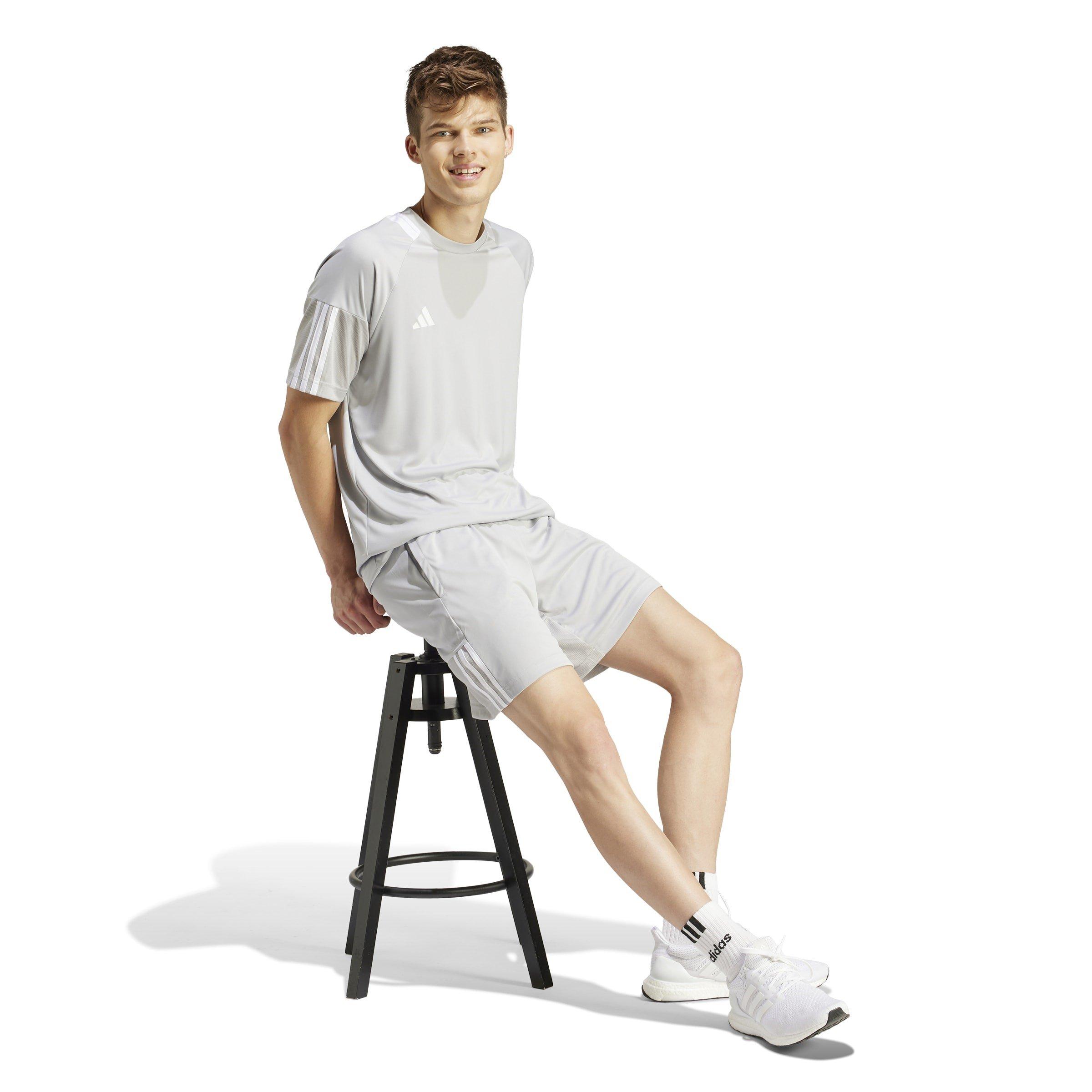 Grey Two/White - adidas - Sereno Aeroready Cut 3 Stripes Mens Performance Shorts - 4