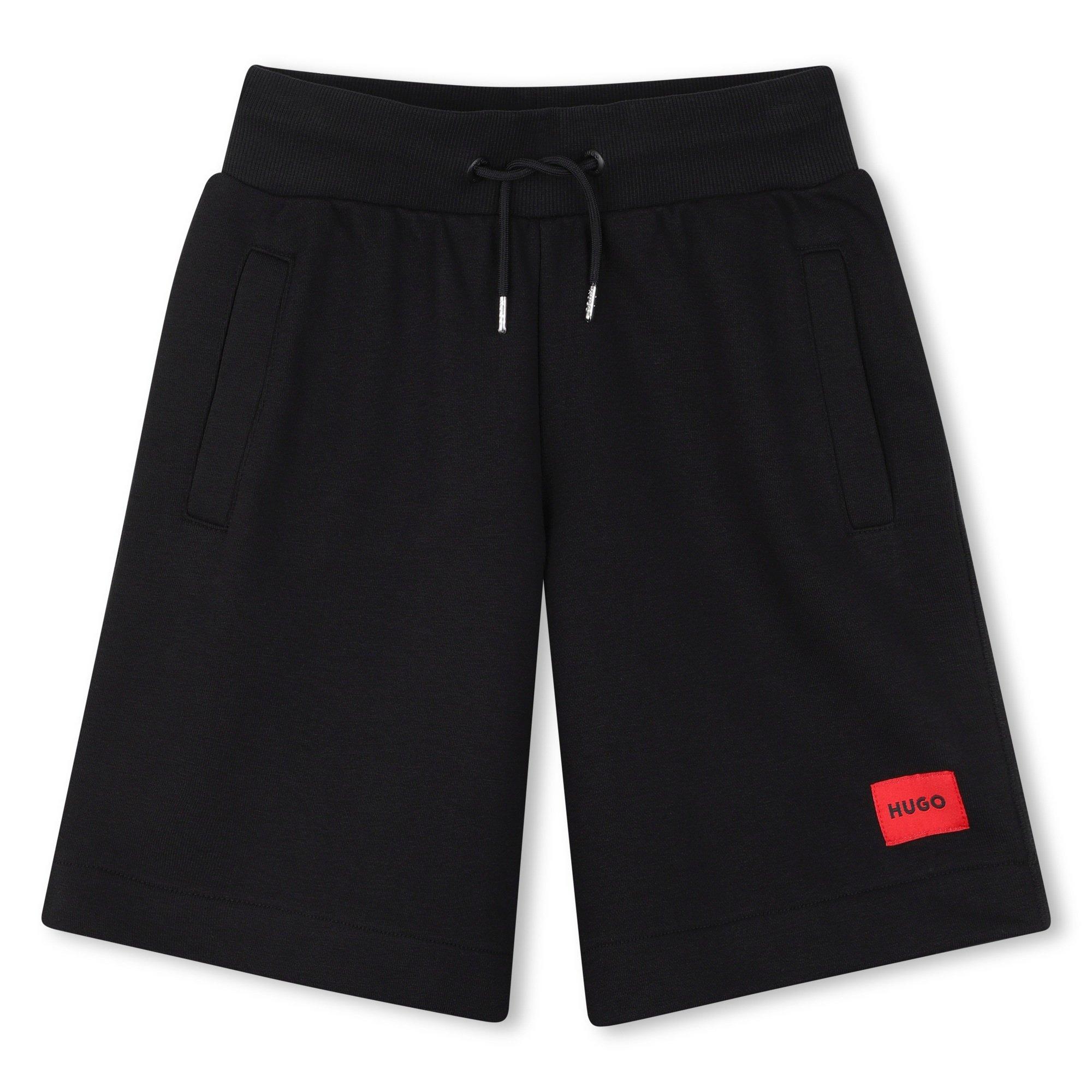 Hugo Boys Kids' Fleece Jogger Shorts - Black 09B - 12Y