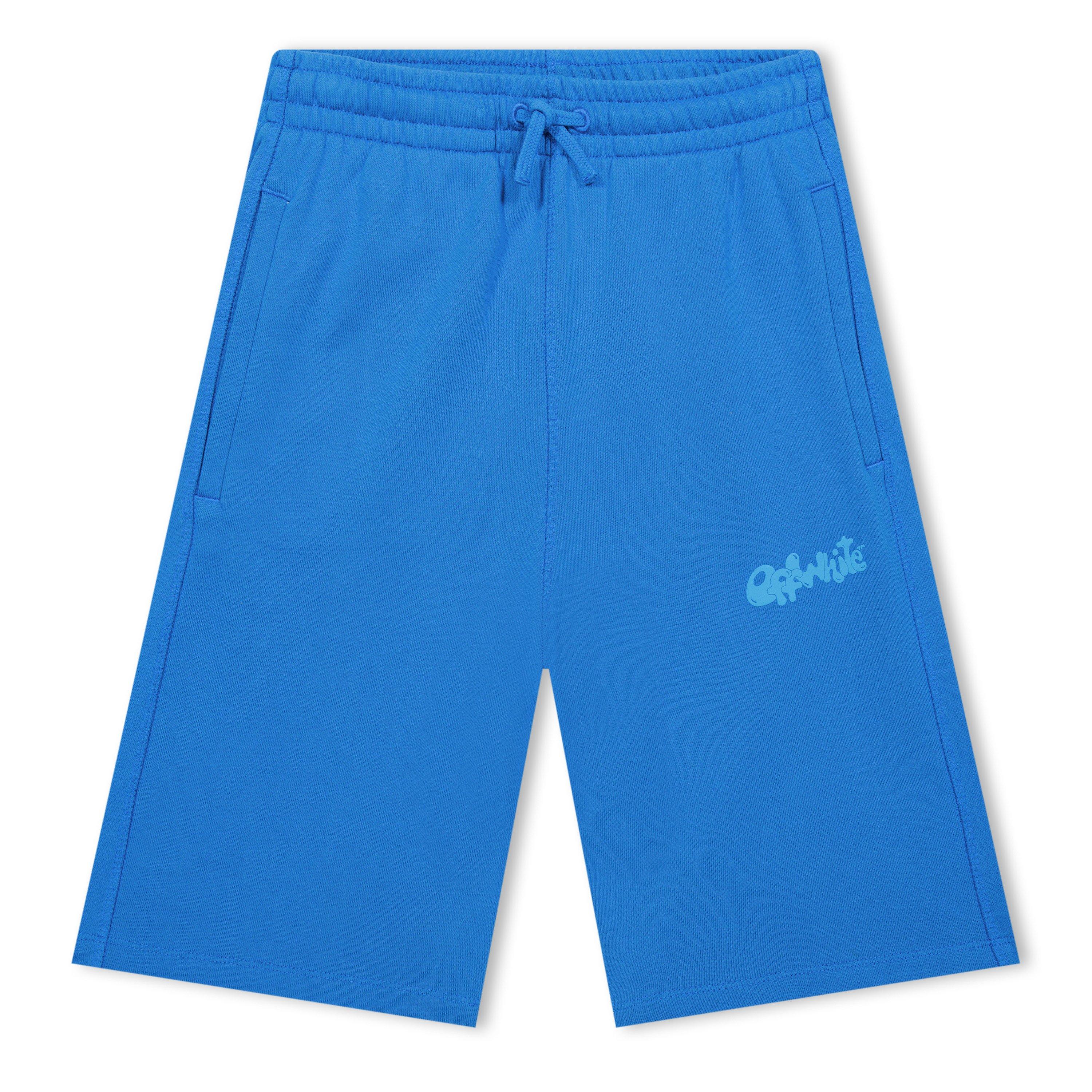 Blue 4449 - Off White - Kids' Fluid Logo Cotton Fleece Jogger Shorts - 1