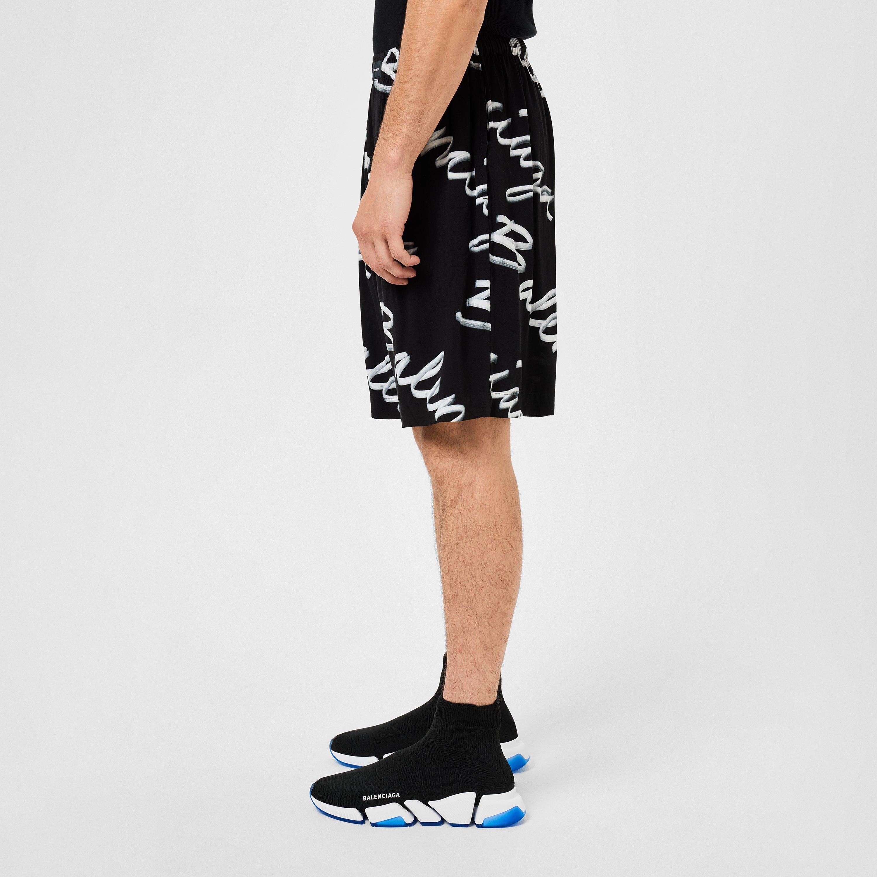 Blck/Whte 1070 - Balenciaga - Scribble Shorts - 2