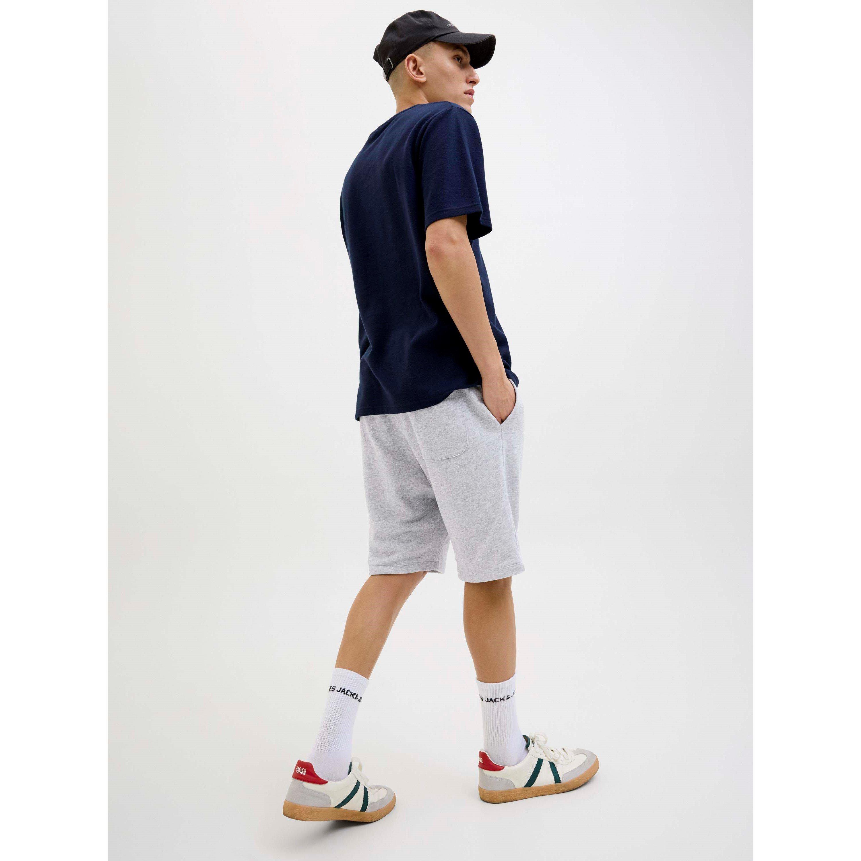Lt Grey Melange - Jack and Jones - Men's Fleece Jogger Shorts - 8