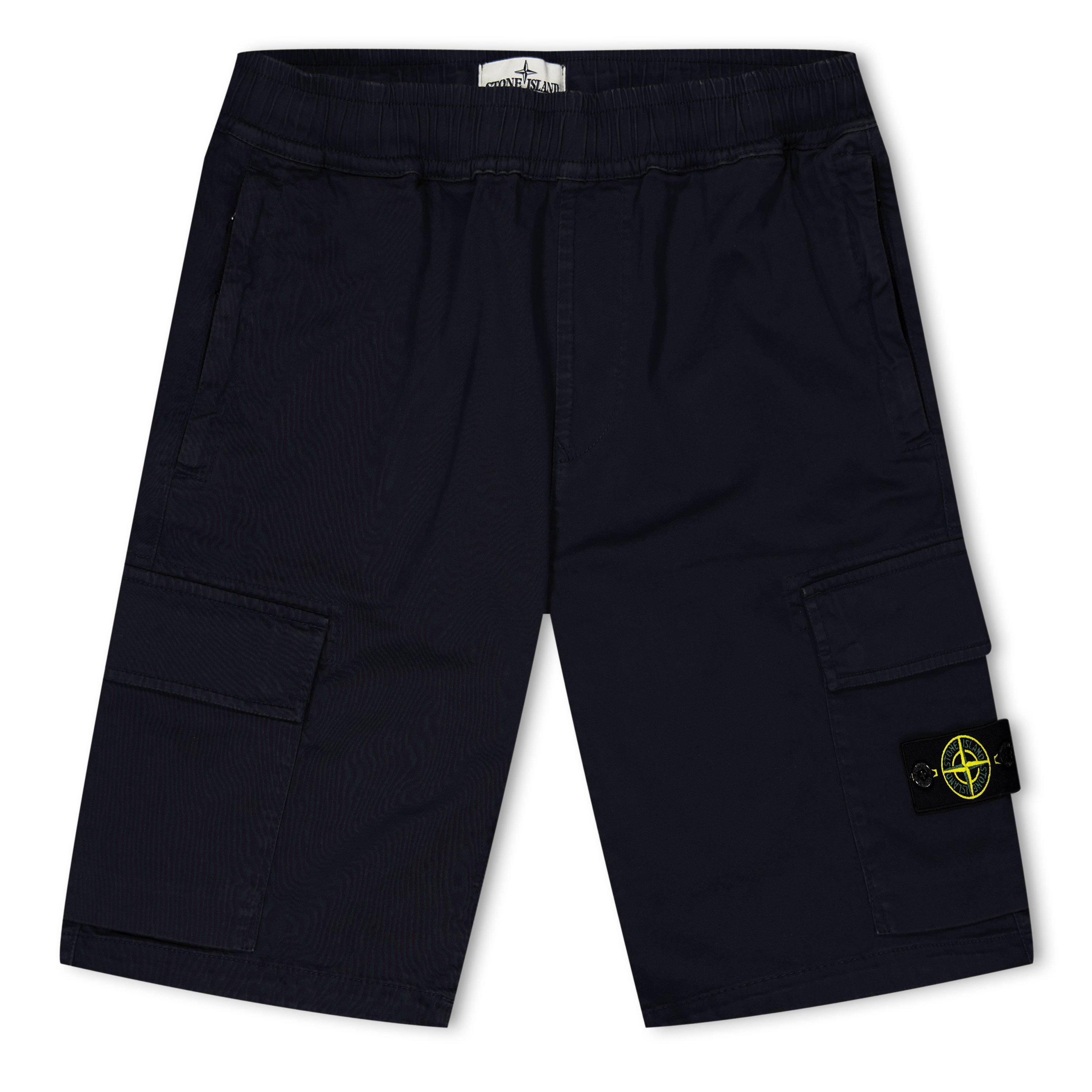 Navy V0020 - Stone Island - Boys' Plain Cotton Cargo Shorts - 1