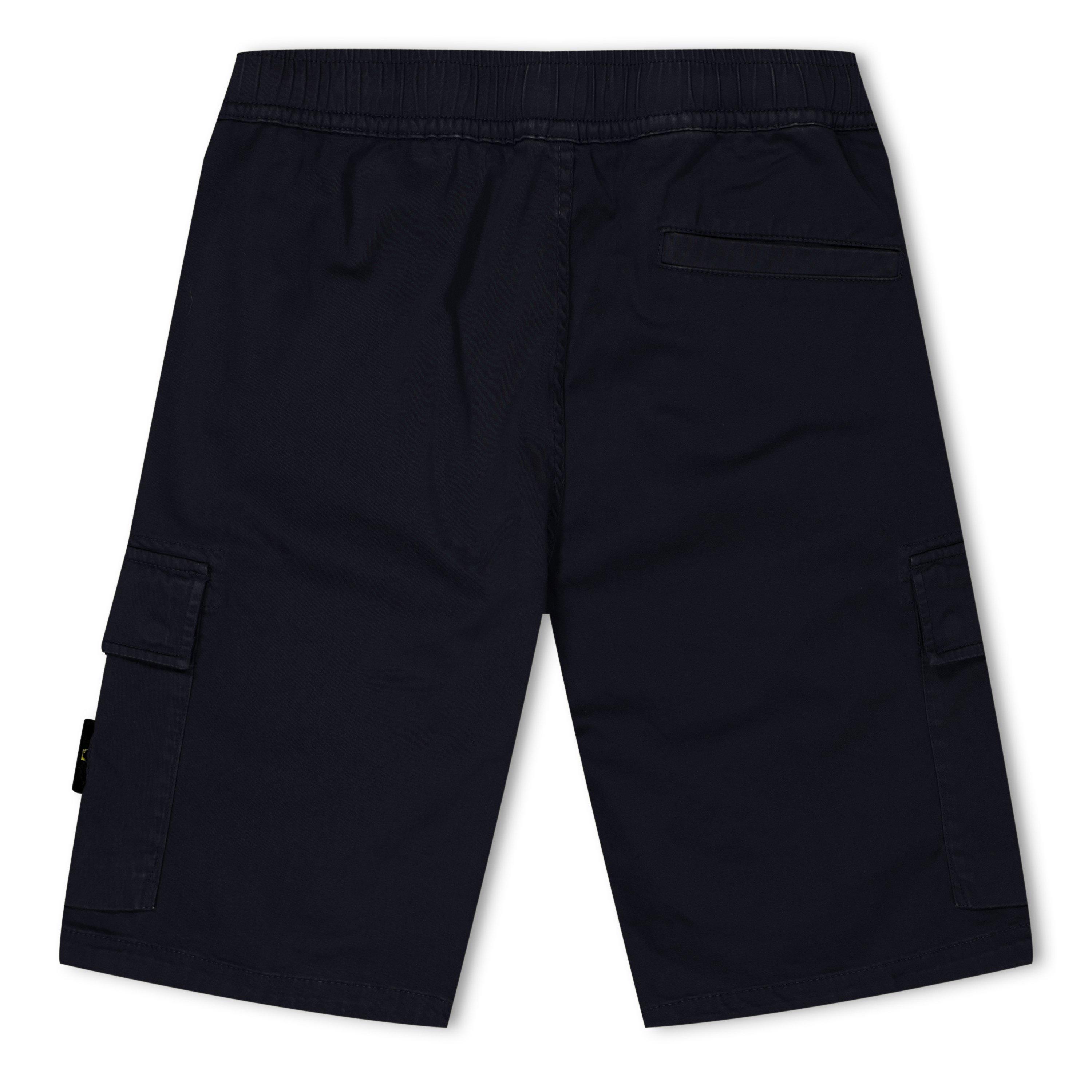 Navy V0020 - Stone Island - Boys' Plain Cotton Cargo Shorts - 2