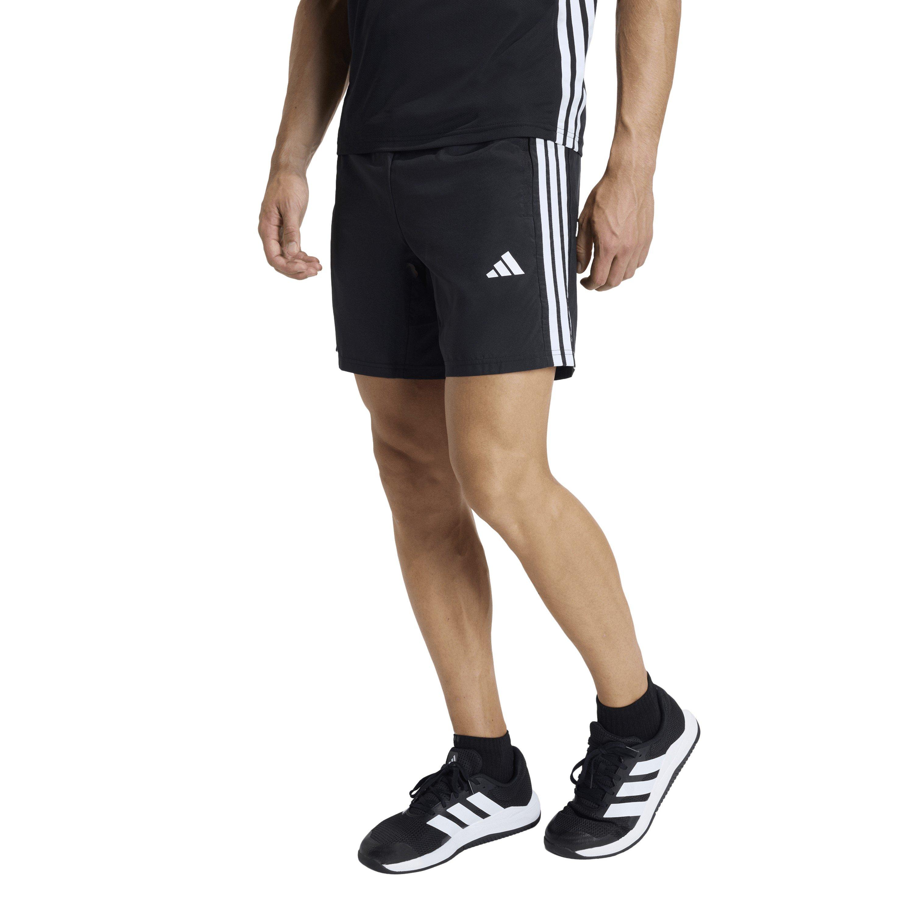 Black/White - adidas - Workout Essential Base 3 Stripes Mens Shorts - 2