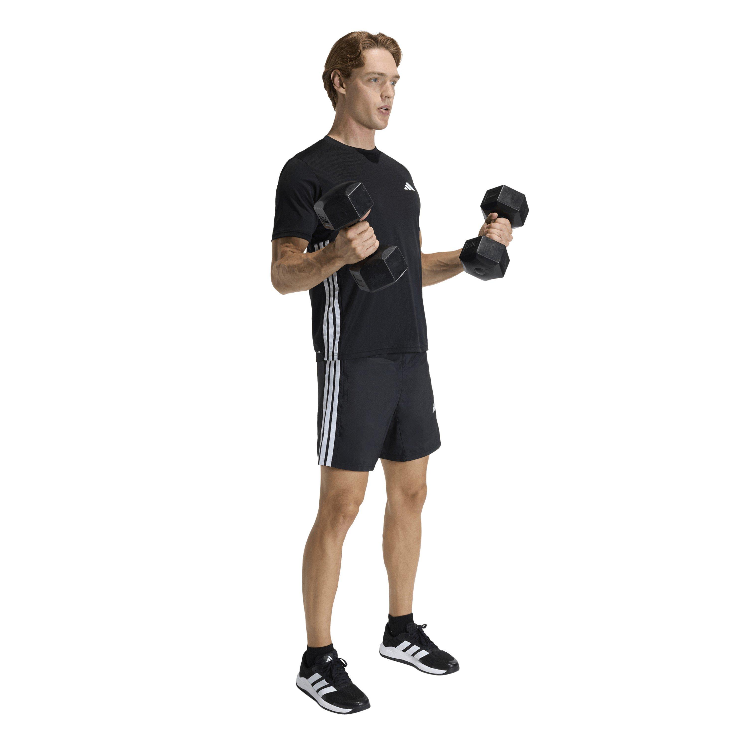 Black/White - adidas - Workout Essential Base 3 Stripes Mens Shorts - 6