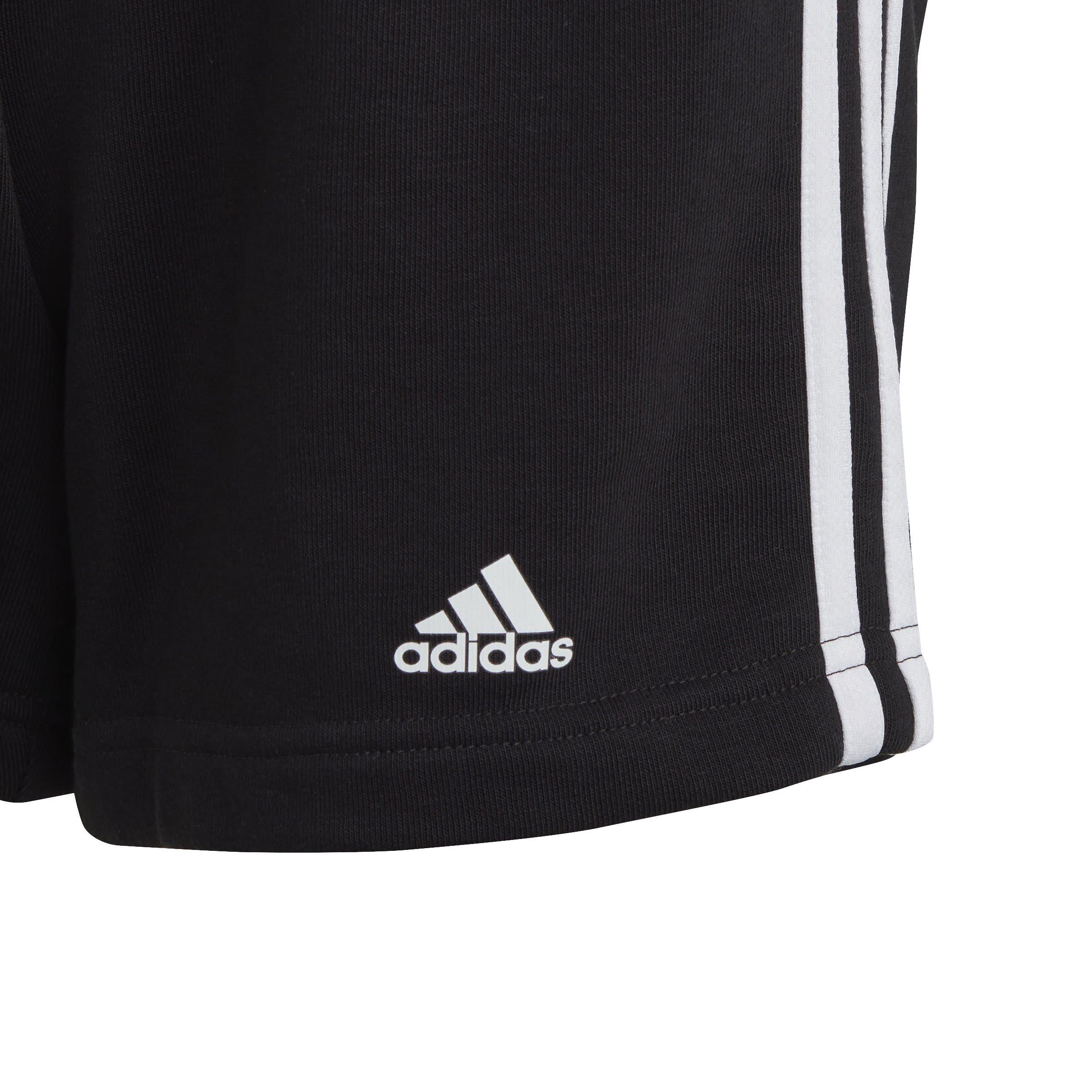 Black/White - adidas - Essentials 3 Stripes Junior Girls Shorts - 3