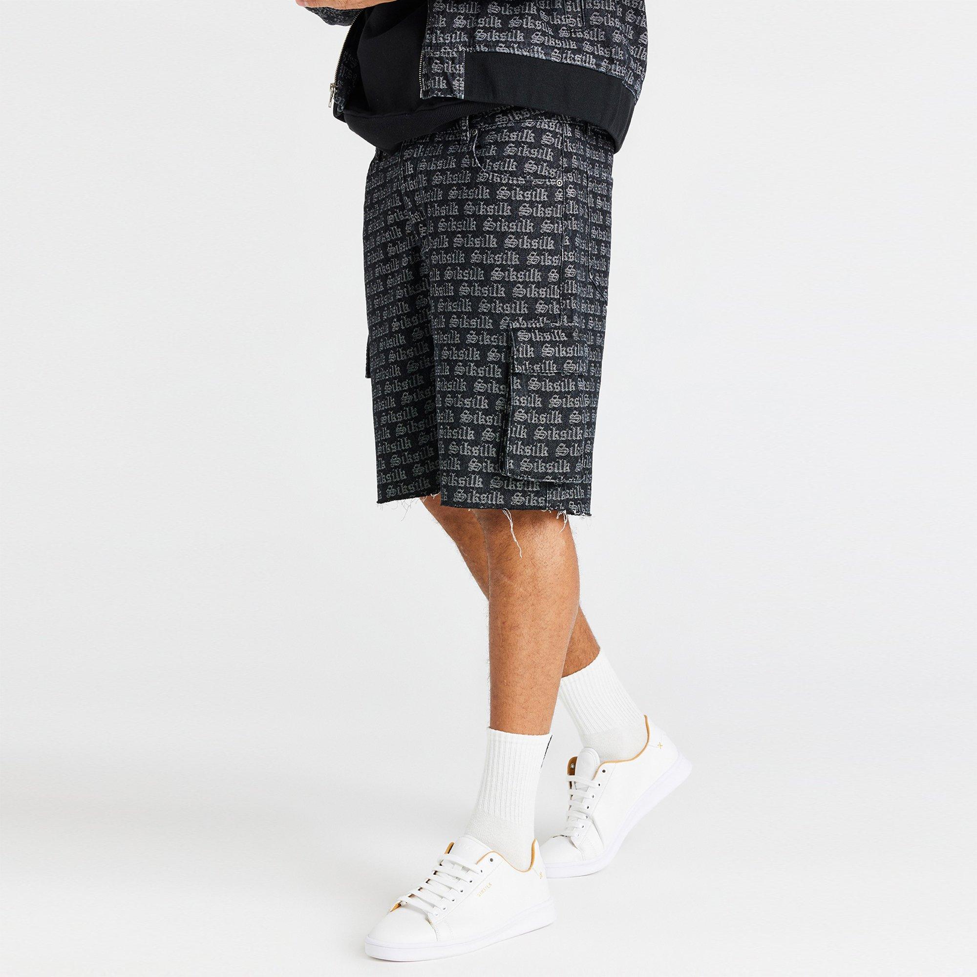 SikSilk Men's Jacquard Denim Cargo Shorts | Sports Direct