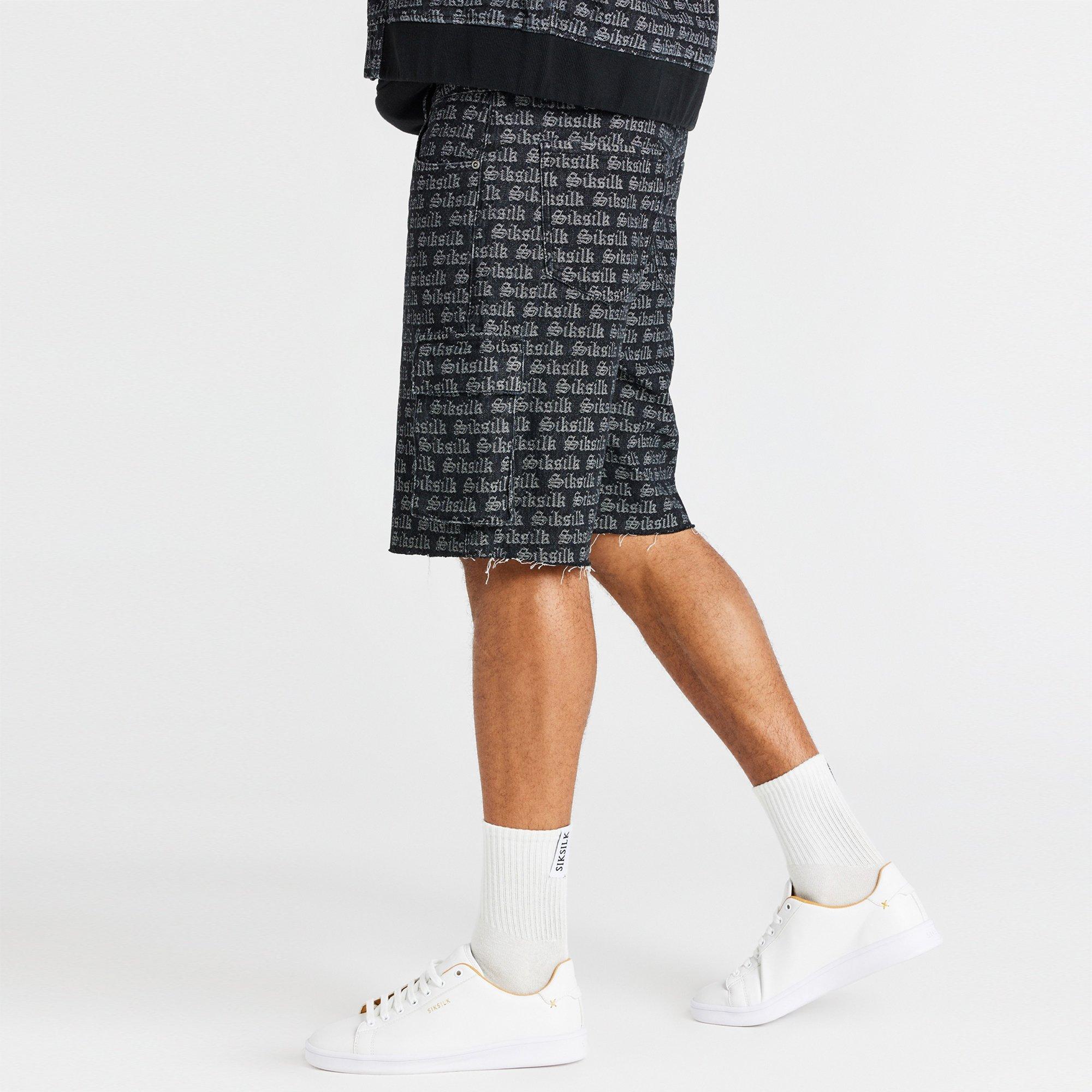 Sort - SikSilk - Jacquard Denim Cargo Shorts - 2