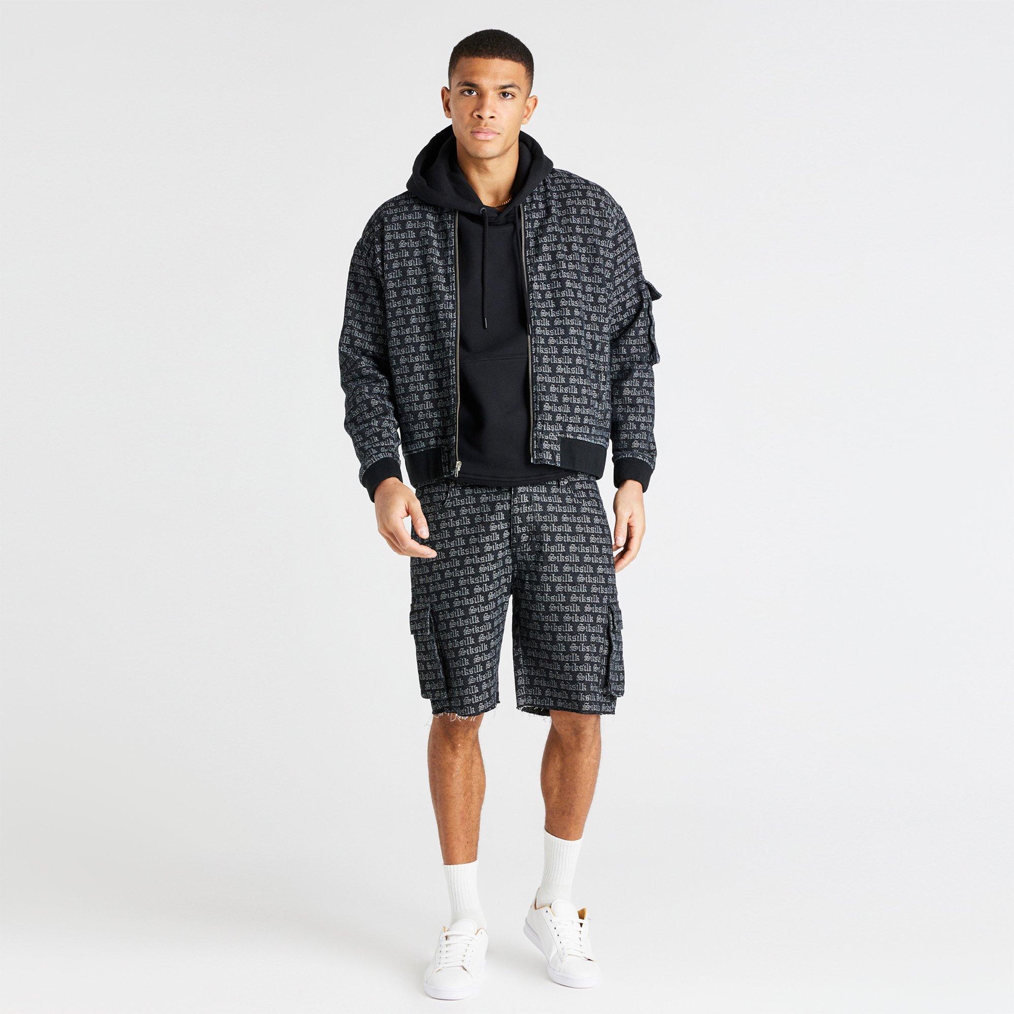 Sort - SikSilk - Jacquard Denim Cargo Shorts - 3