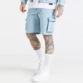 SikSilk Jacquard Denim Cargo Shorts