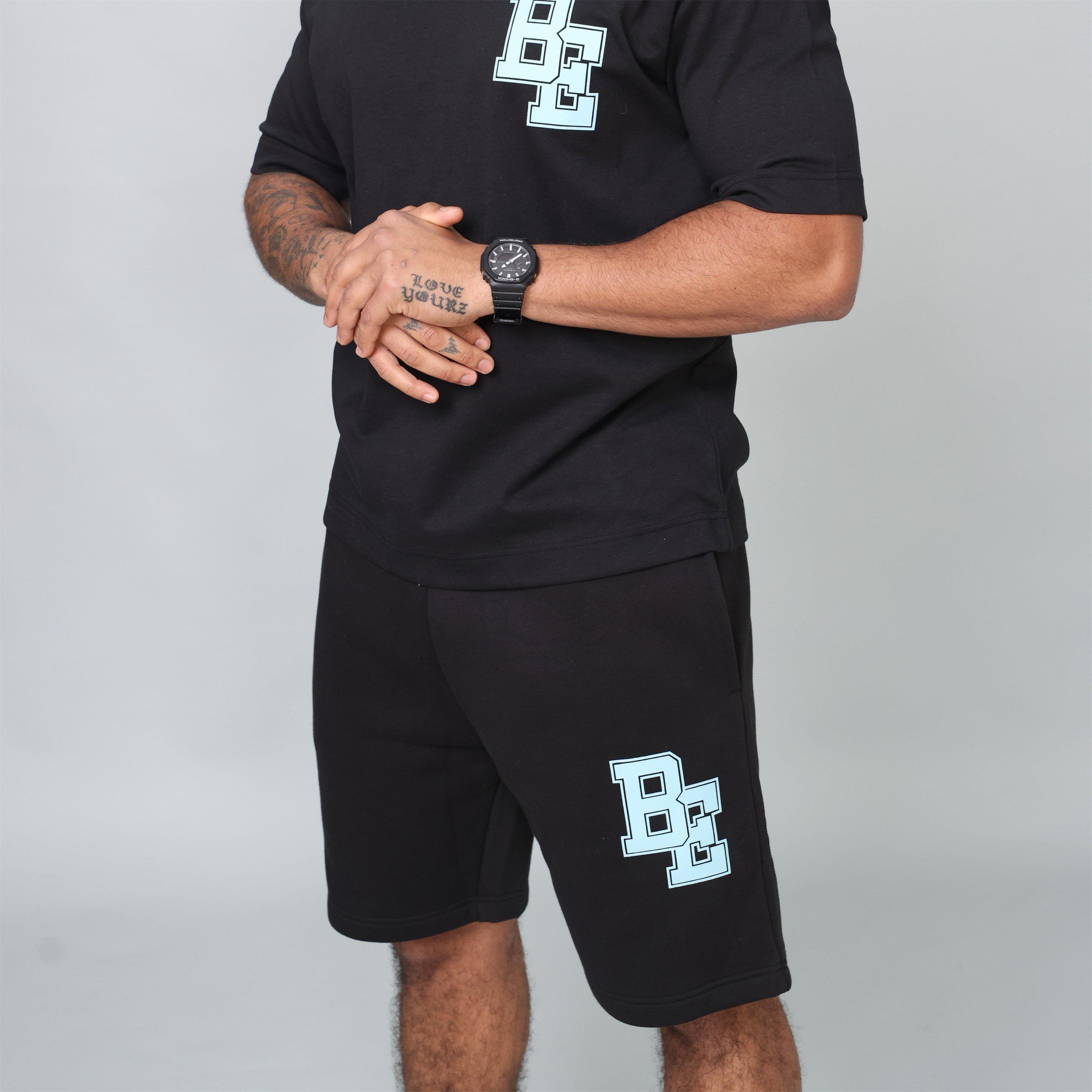 Crna - Blank Essentials - Men's Collegiate Fleece Jogger Shorts - 3