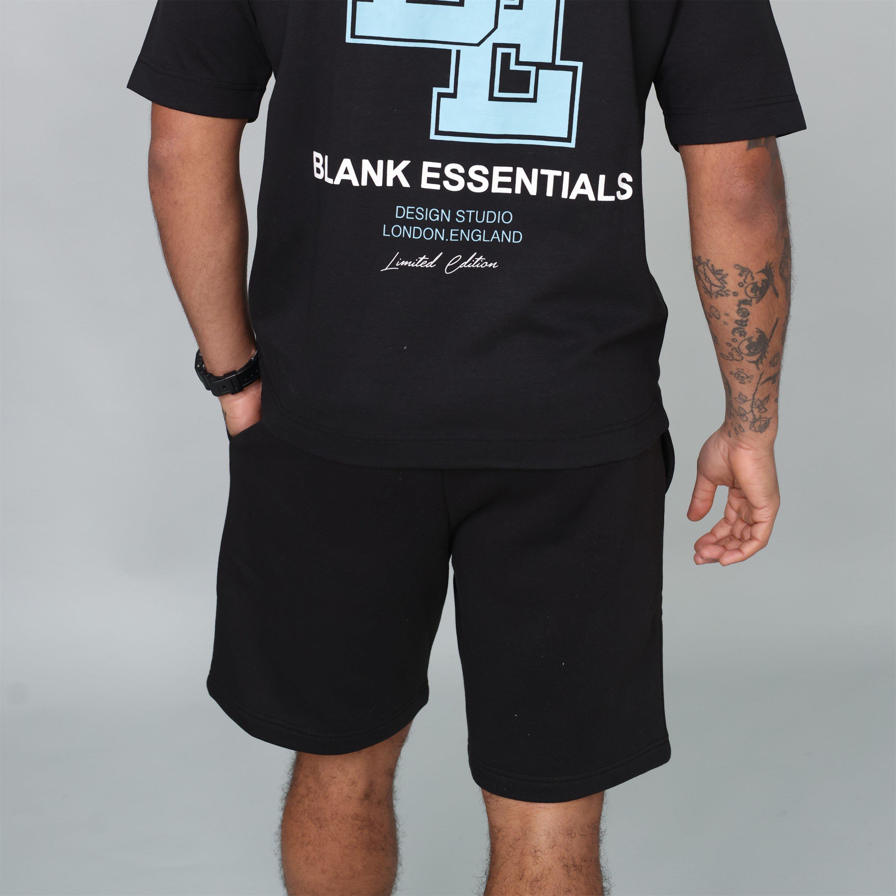 Crna - Blank Essentials - Men's Collegiate Fleece Jogger Shorts - 4