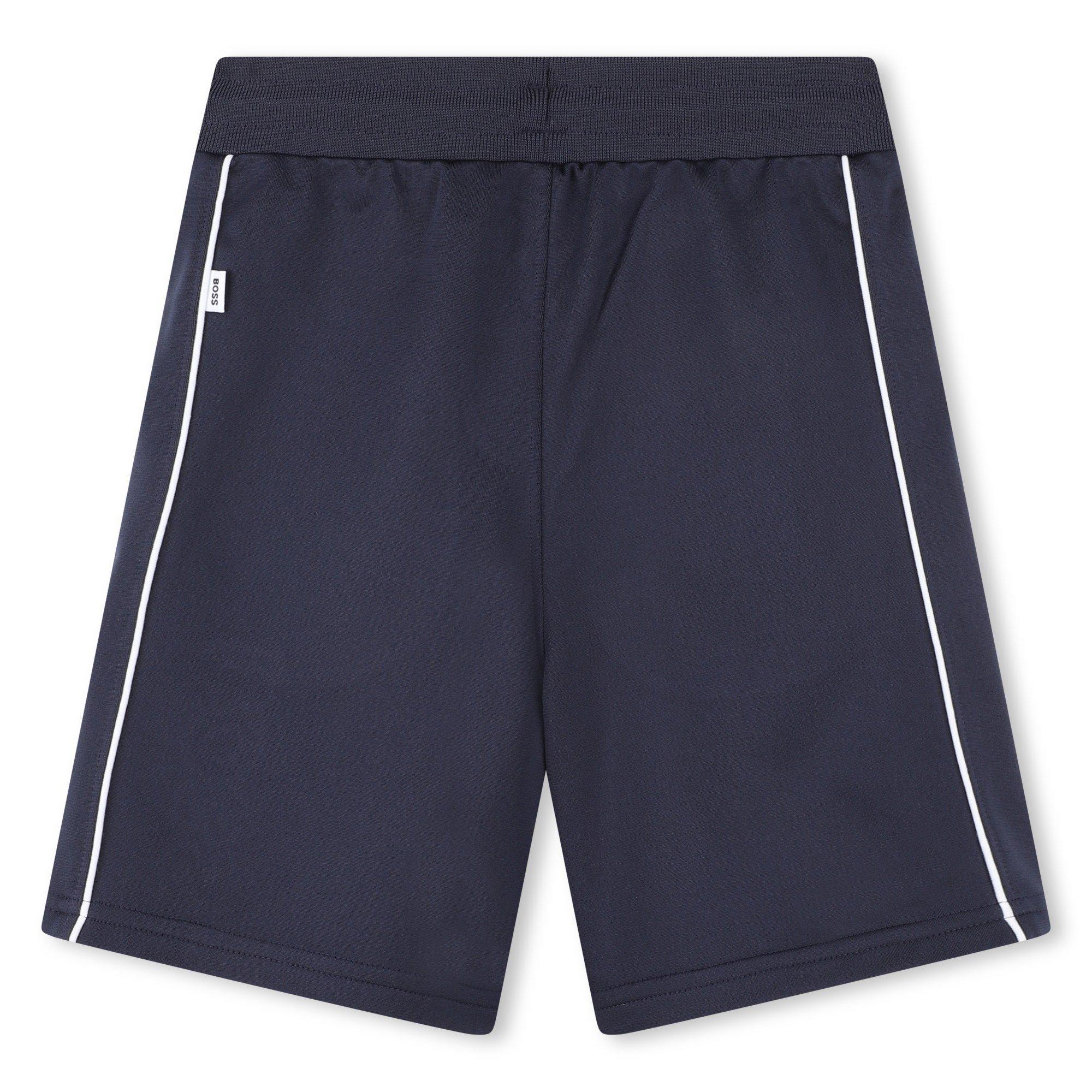 Navy 849 - Boss - Kids' Striped Jersey Fleece Jogger Shorts - 2