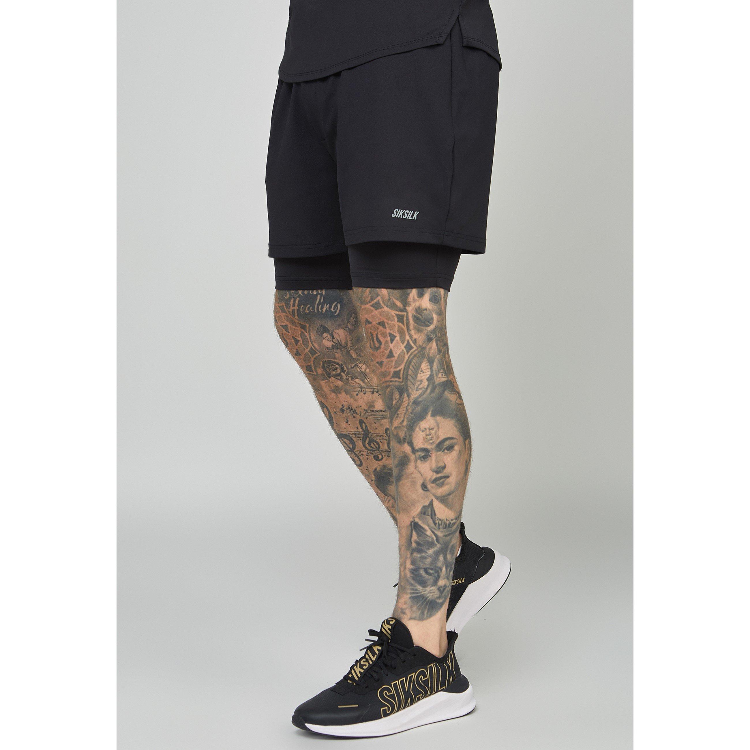Black - SikSilk - Dual Performance Gym Shorts - 2