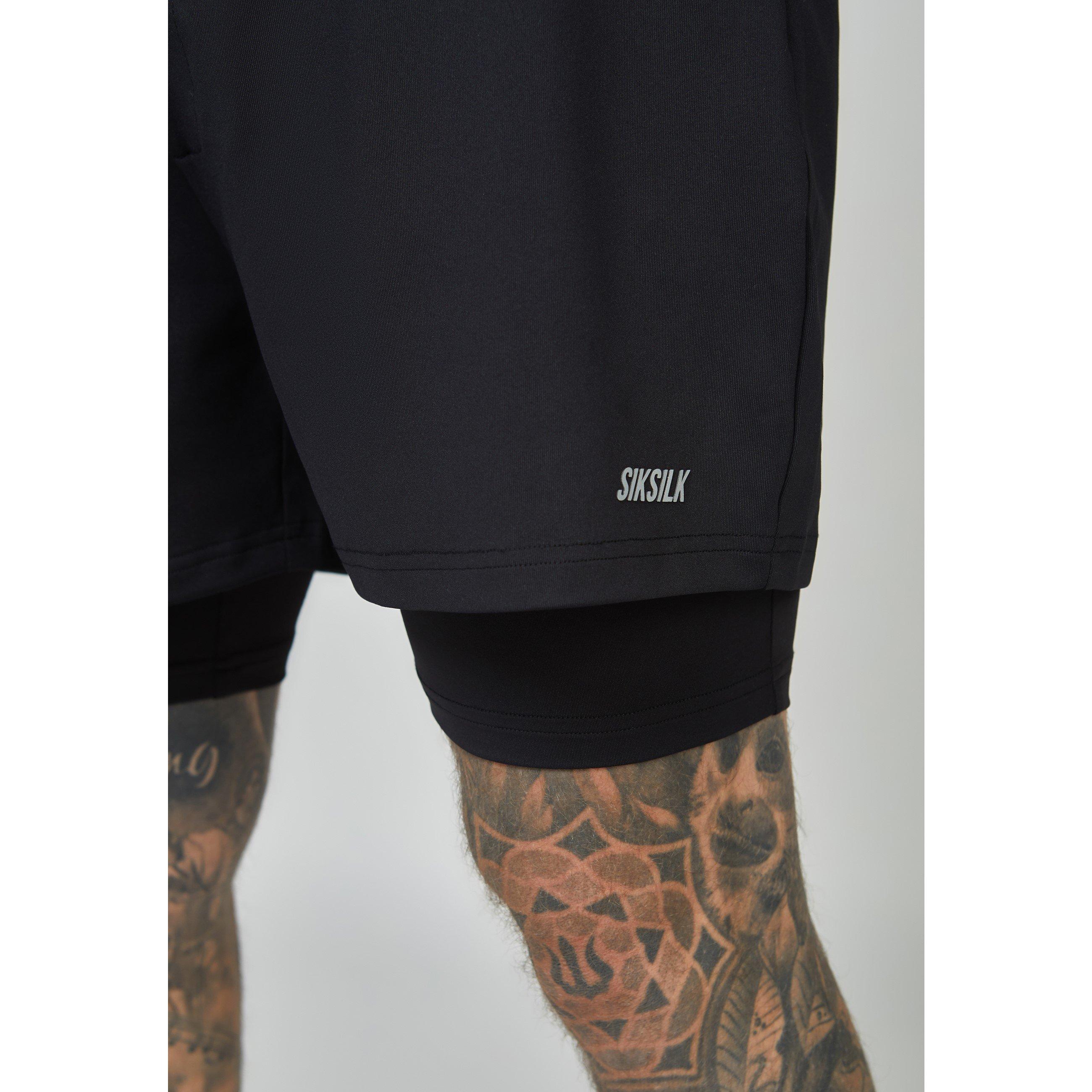 Black - SikSilk - Dual Performance Gym Shorts - 6