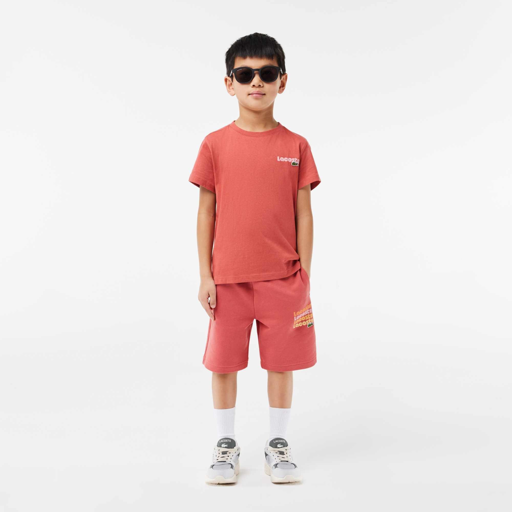 Red ZV9 - Lacoste - Kids' Logo Fleece Jogger Shorts - 4