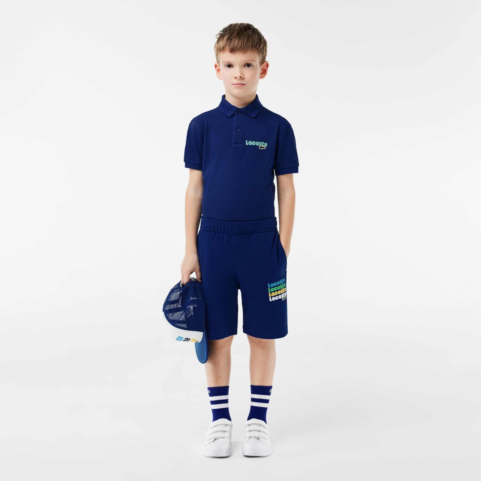 Navy HBM - Lacoste - Kids' Fleece Jogger Shorts - 5