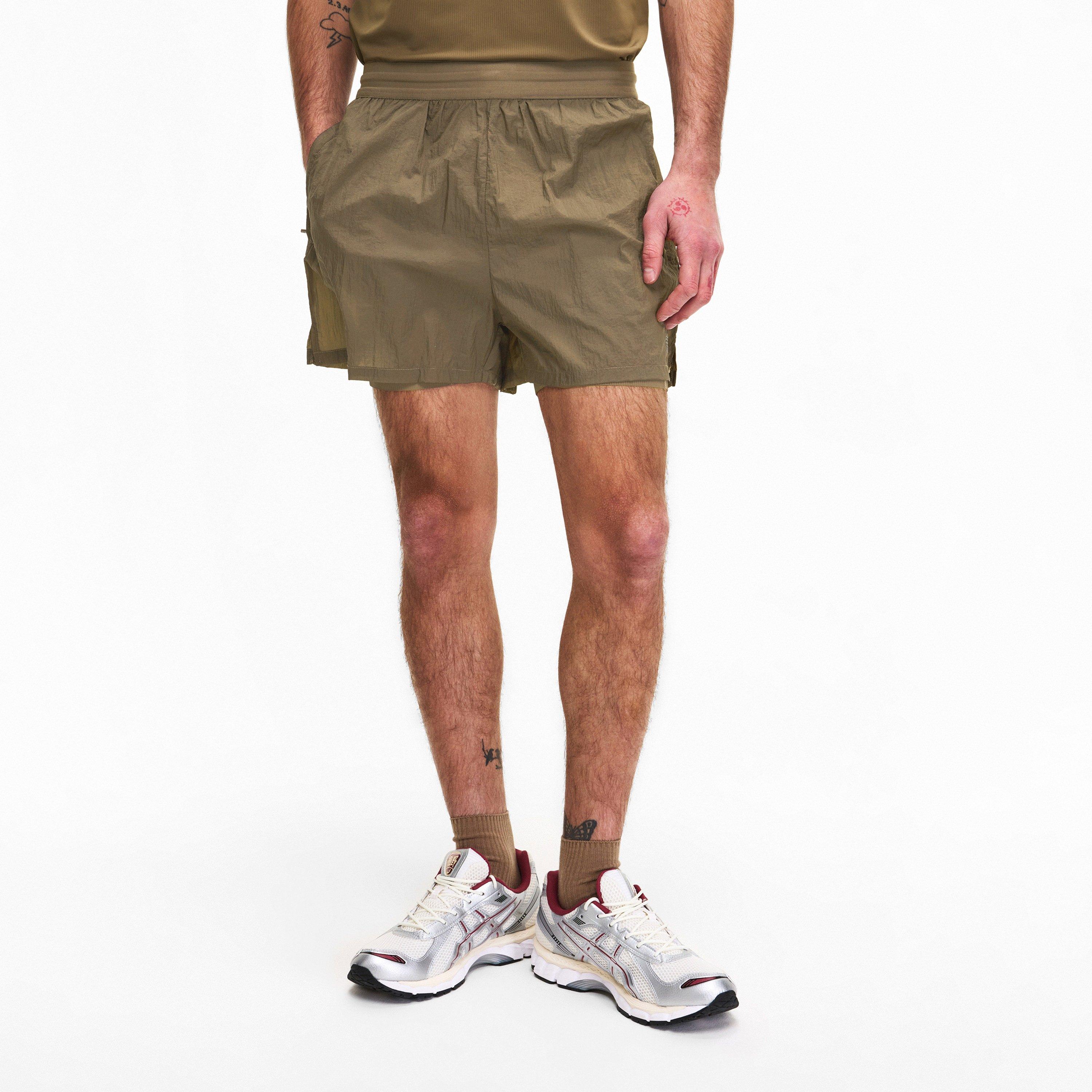 Brown - The Couture Club - Mens 2-1 Translucent Run Shorts - 3