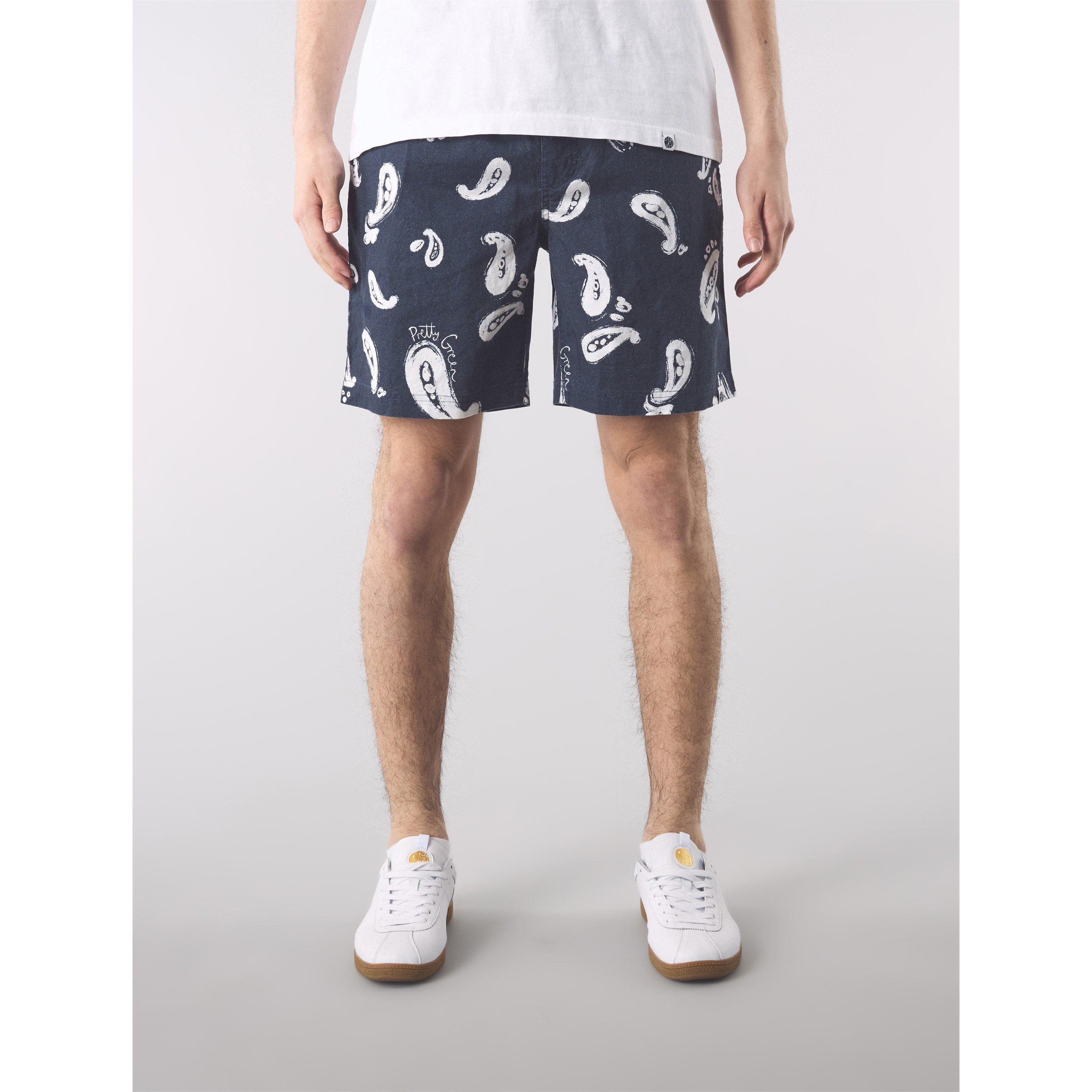 Navy - Pretty Green - Men's Fleece Jogger Shorts - 4