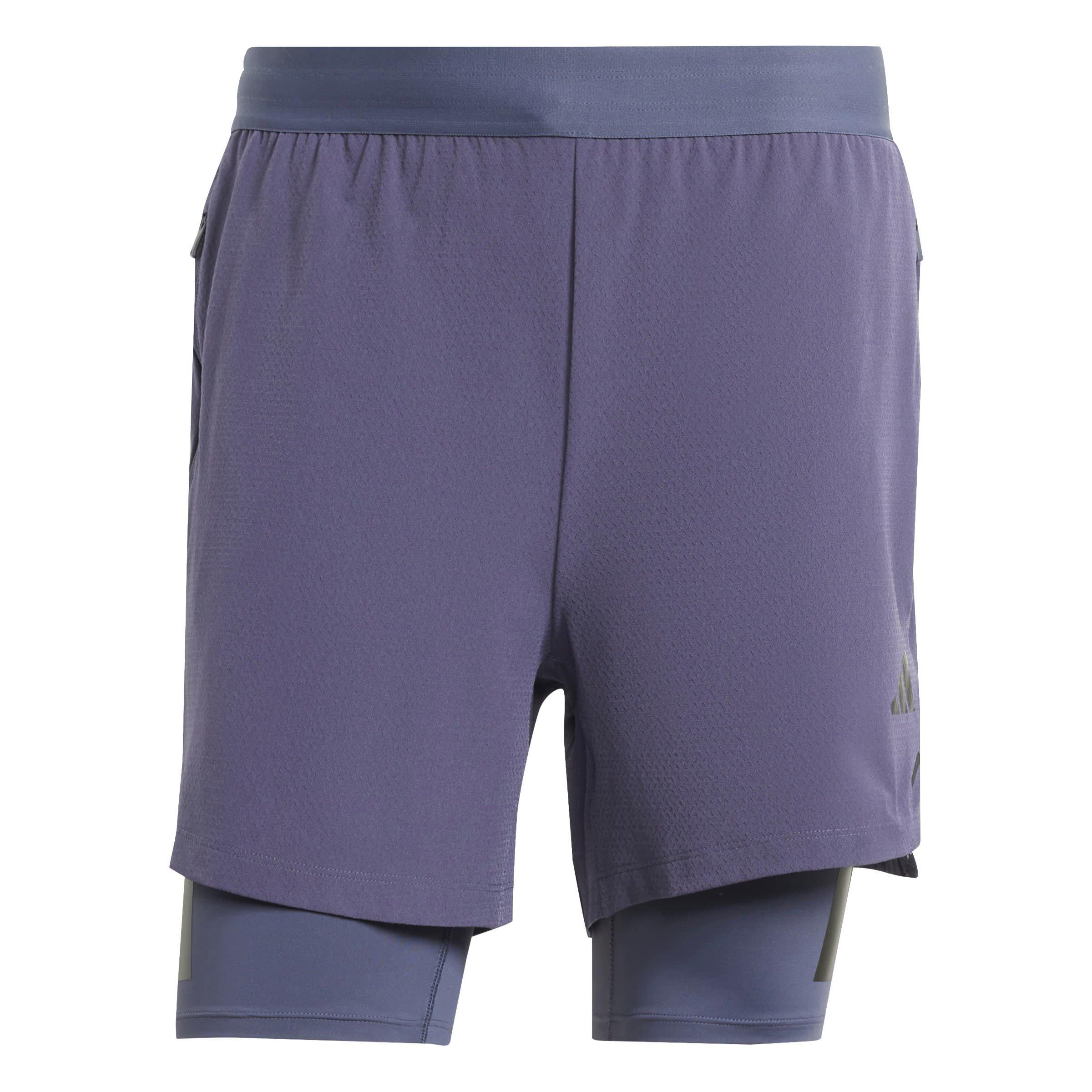 Adidas Men's Power Workout Two-In-One Shorts - Navy/Black - L
