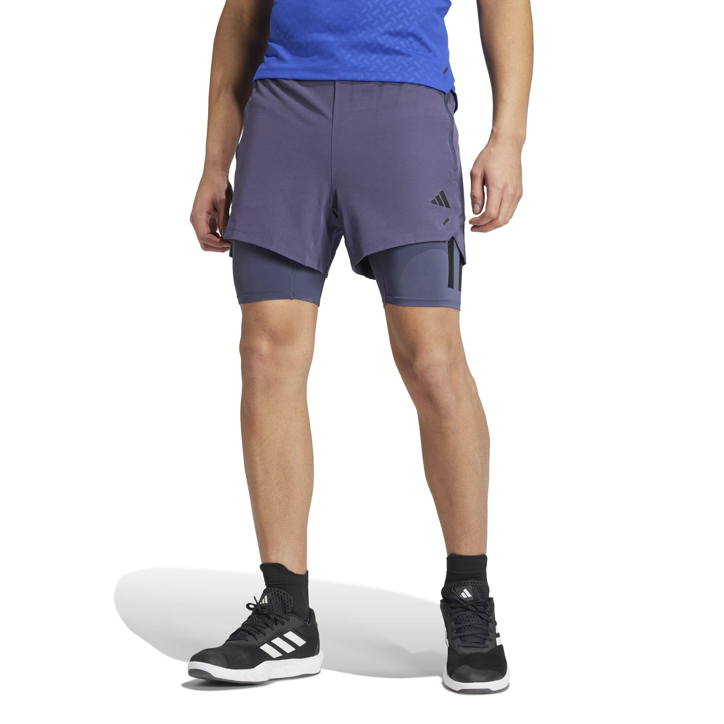 Azul Marino/Negro - adidas - Power Workout Two-in-One Shorts Mens - 2