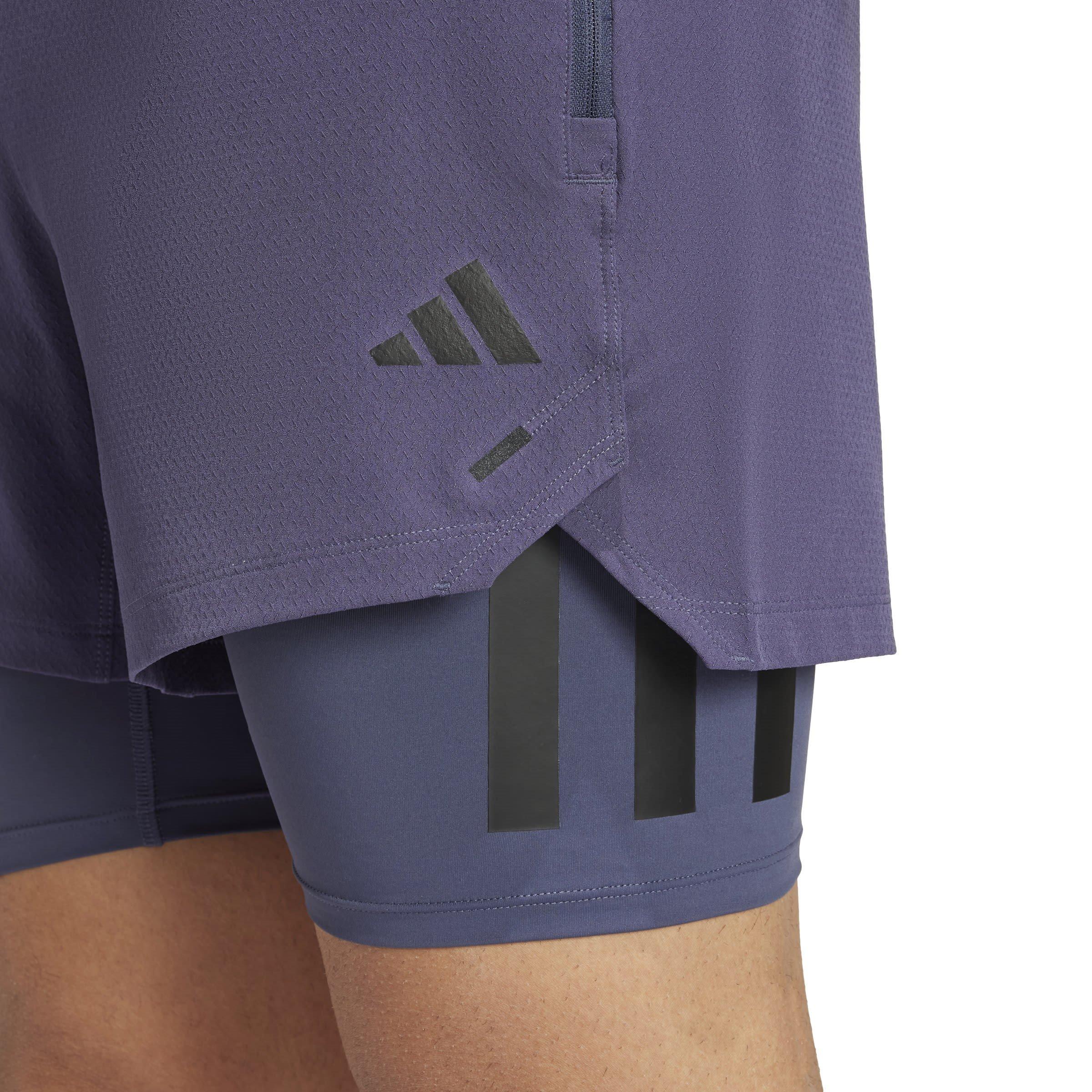 Azul Marino/Negro - adidas - Power Workout Two-in-One Shorts Mens - 5