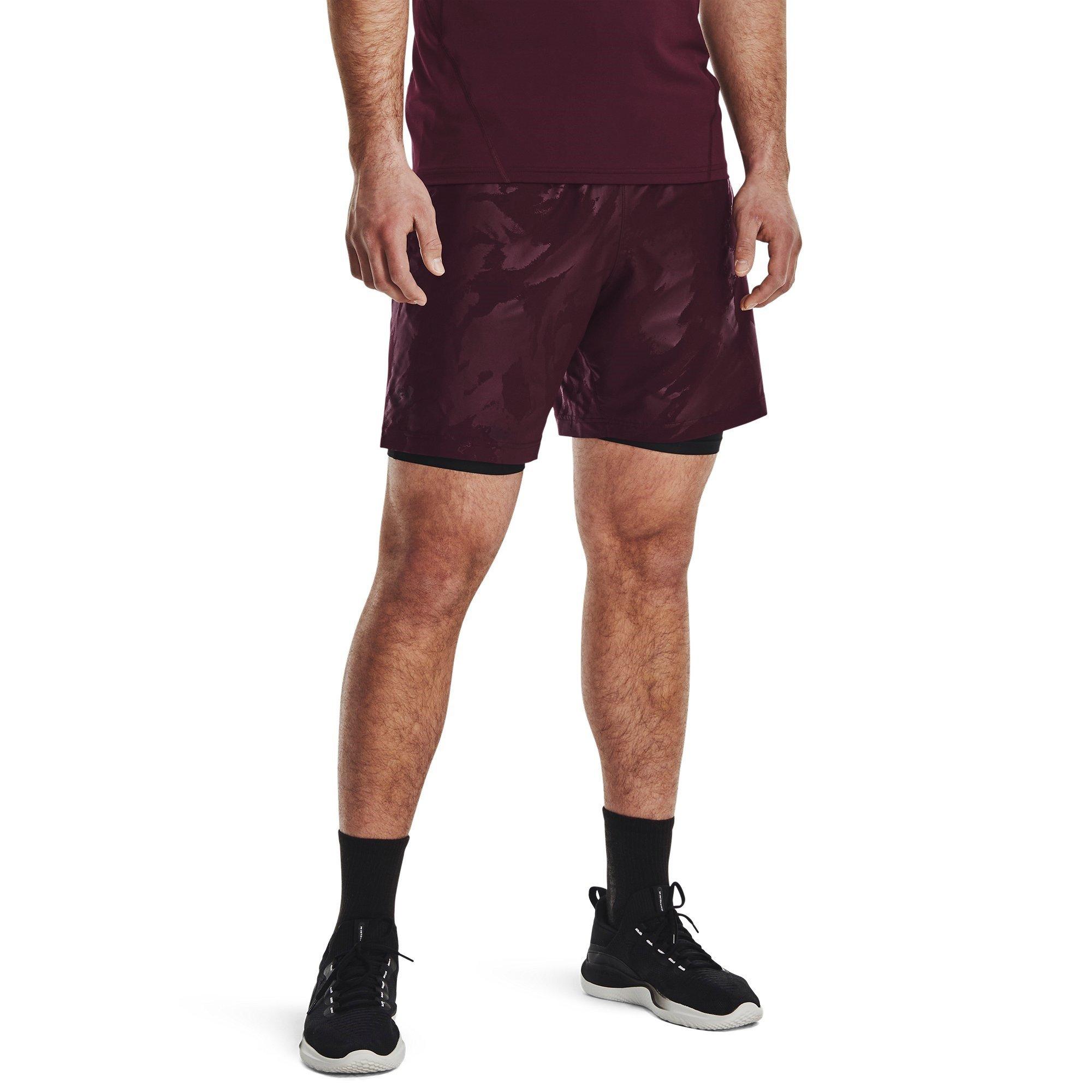 Maroon - Under Armour - Emboss Performance Gym Shorts - 2