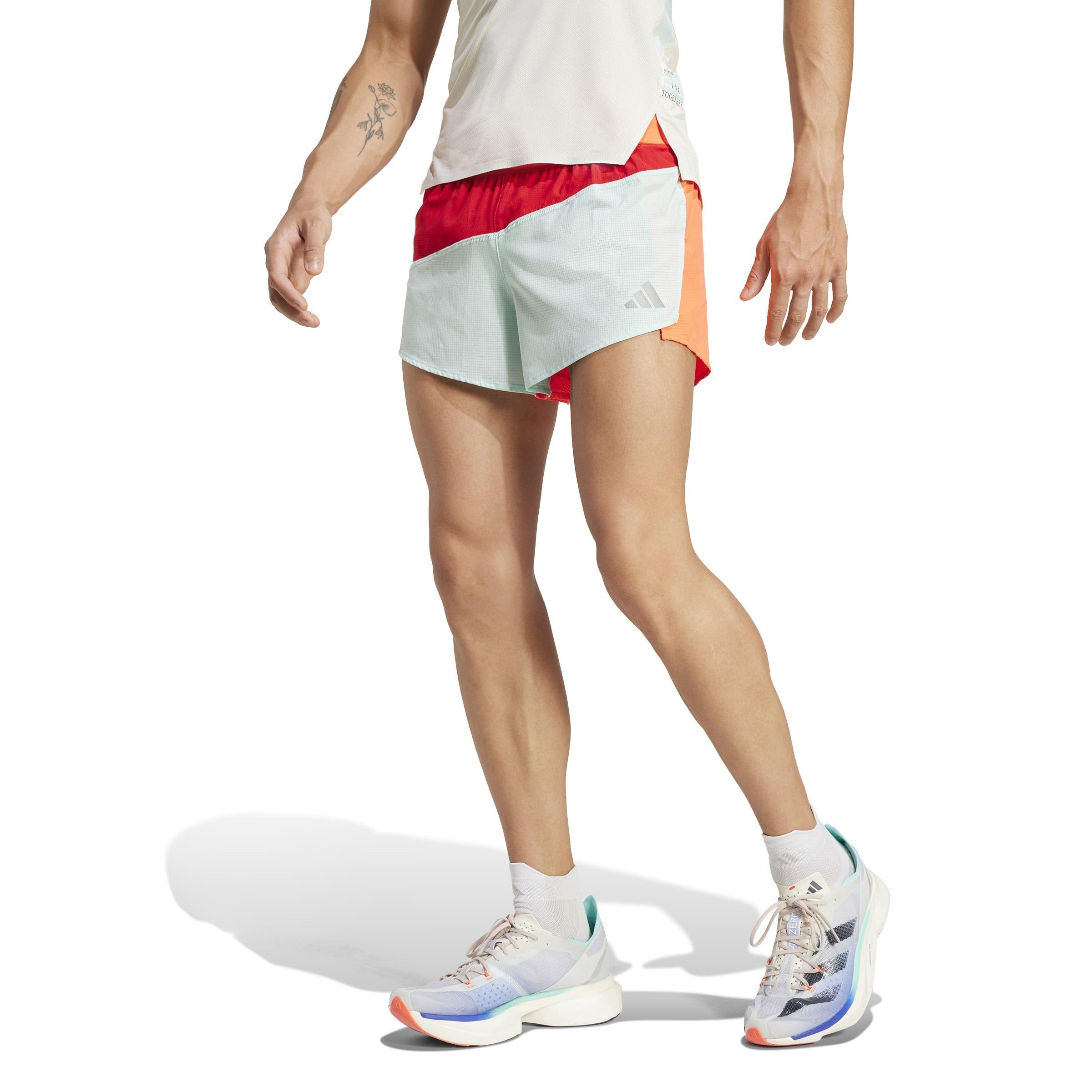 Scrlt/Aqa/ Red - adidas - New York City Running Split Short Mens - 2