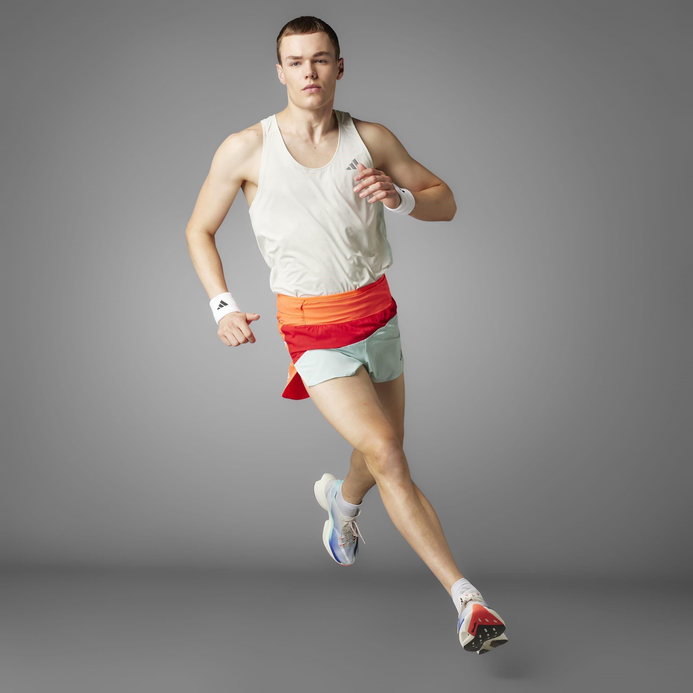 Scrlt/Aqa/ Red - adidas - New York City Running Split Short Mens - 11