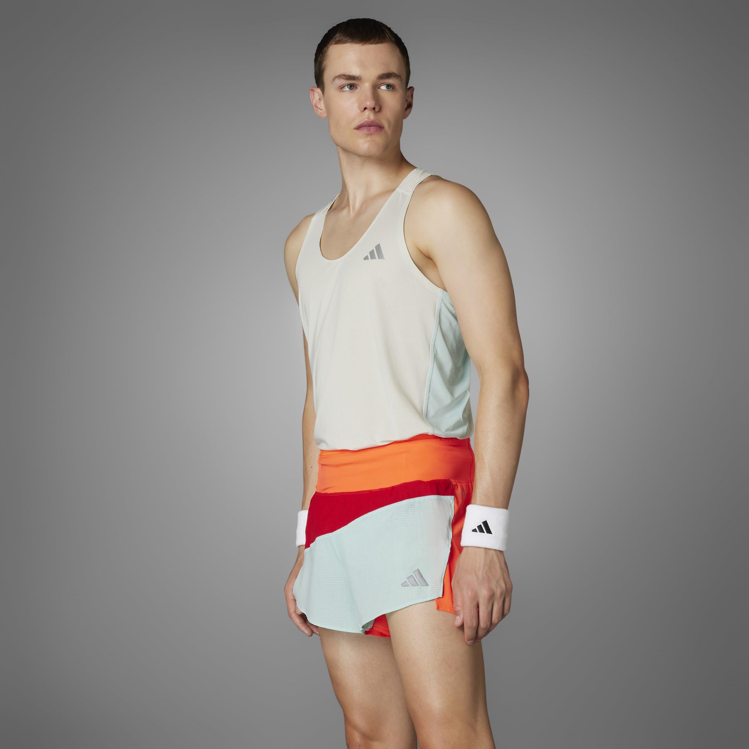 Scrlt/Aqa/ Red - adidas - New York City Running Split Short Mens - 12