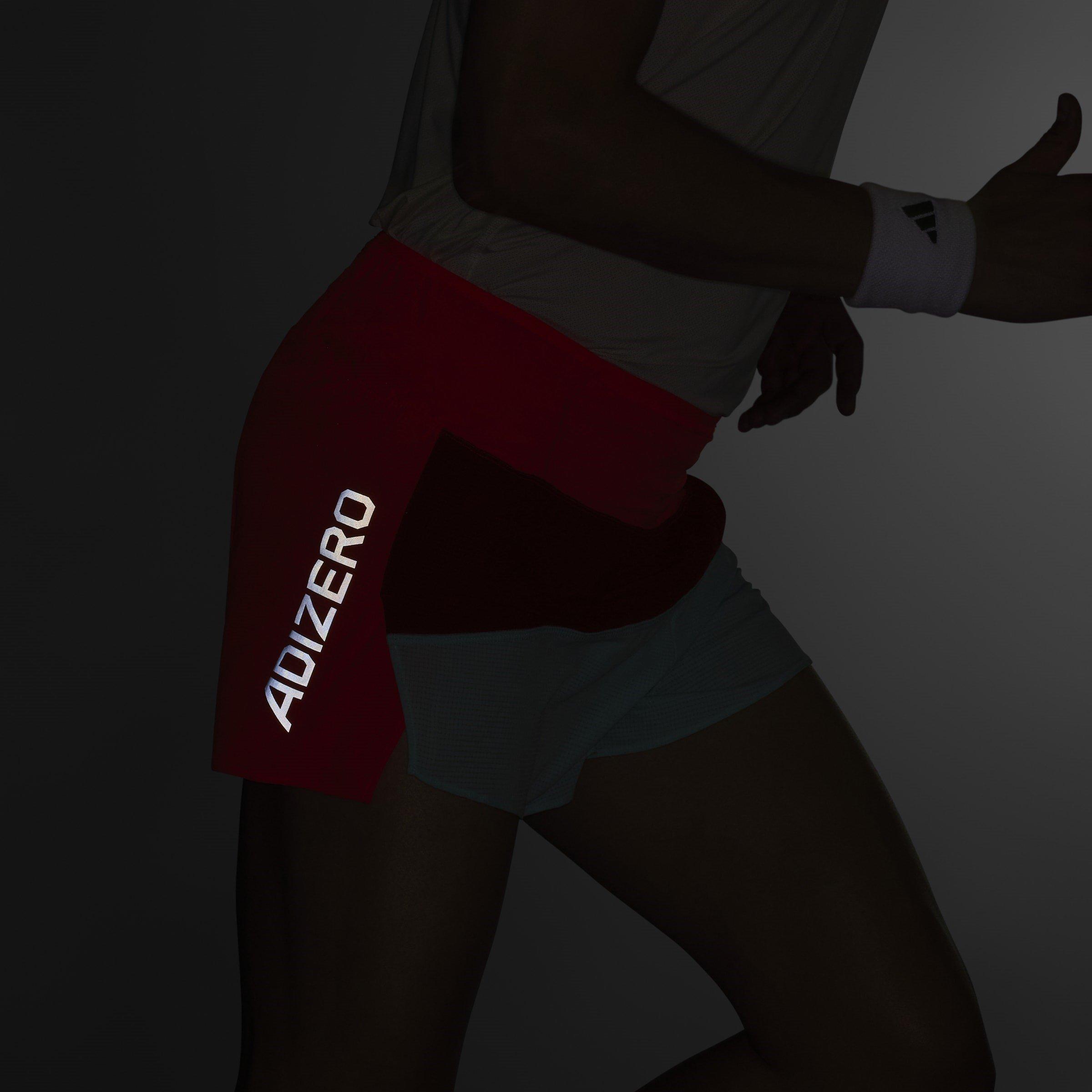 Scrlt/Aqa/ Red - adidas - New York City Running Split Short Mens - 16