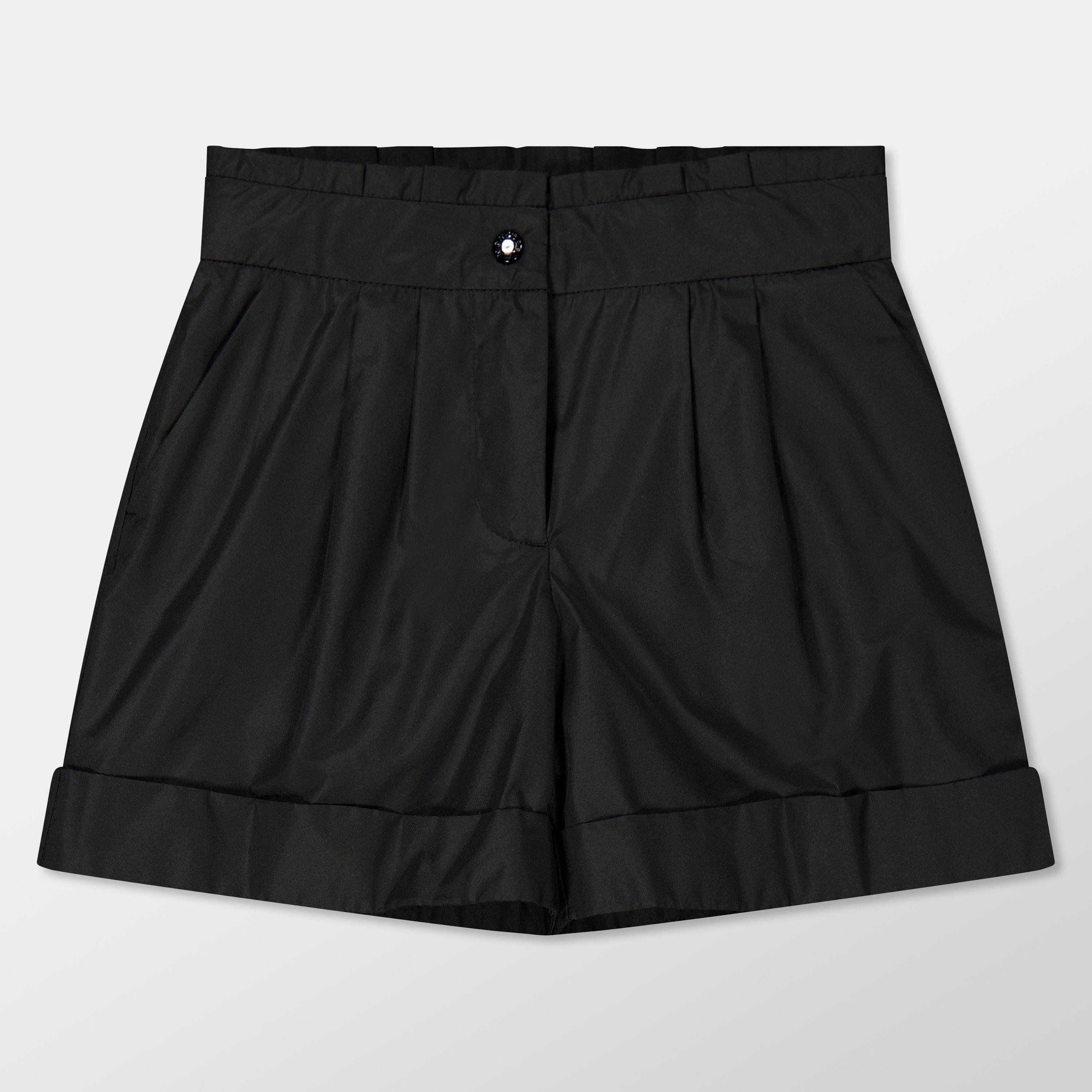 Moncler Pleated Logo Shorts Juniors - Black 999 - Size 12Y