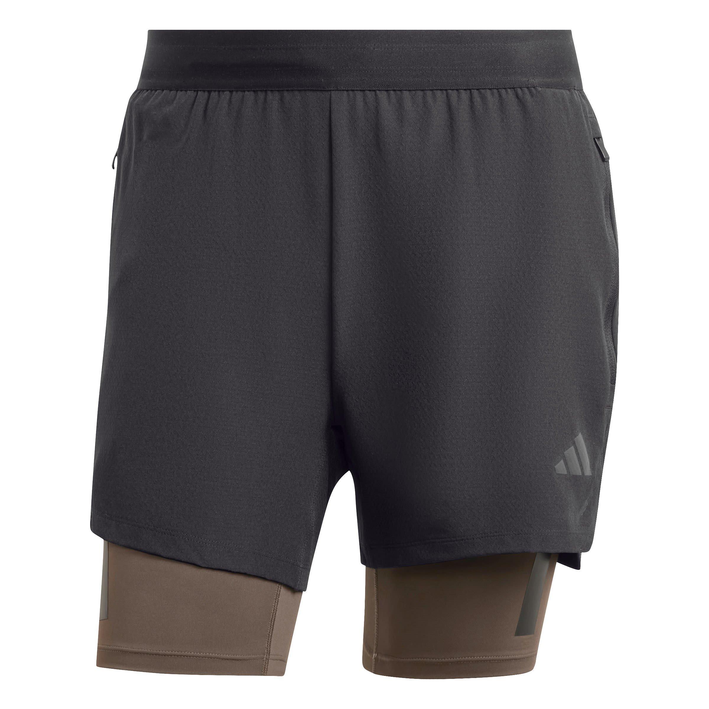 Adidas Men's Power Workout Two-In-One Shorts - Black/Carbon - XS