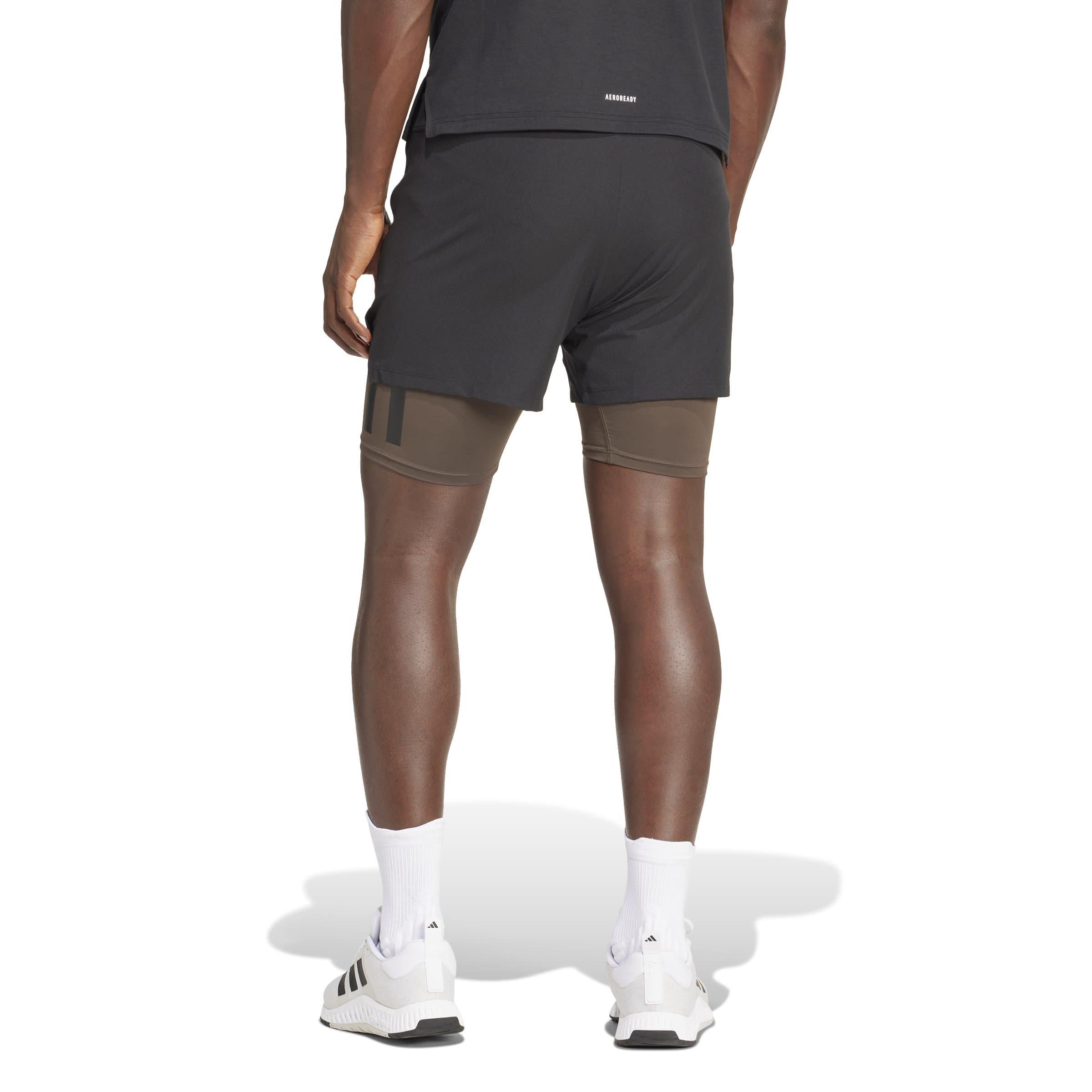 Black/Carbon - adidas - Power Workout Two-in-One Shorts Mens - 3