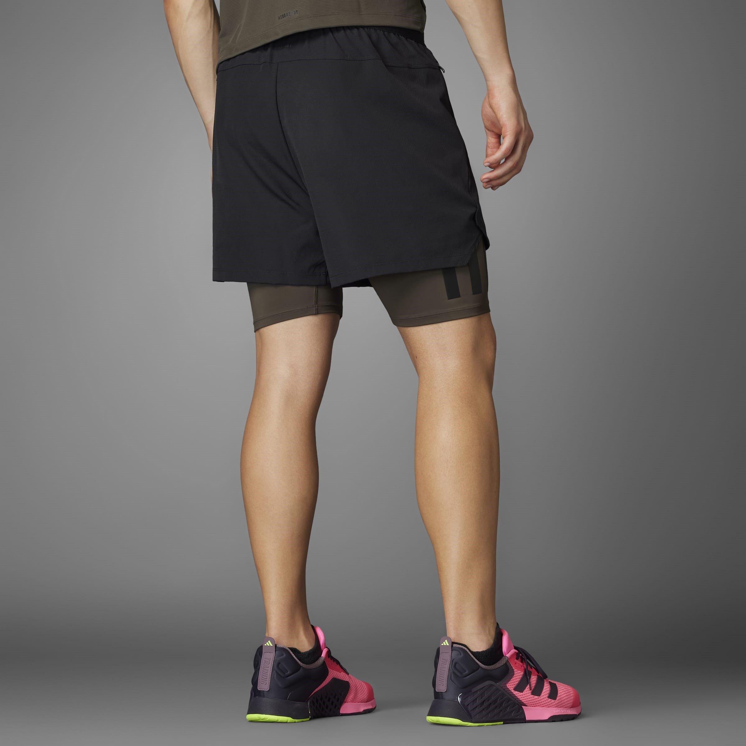 Sort/Kulstof - adidas - Power Workout Two-in-One Shorts Mens - 8
