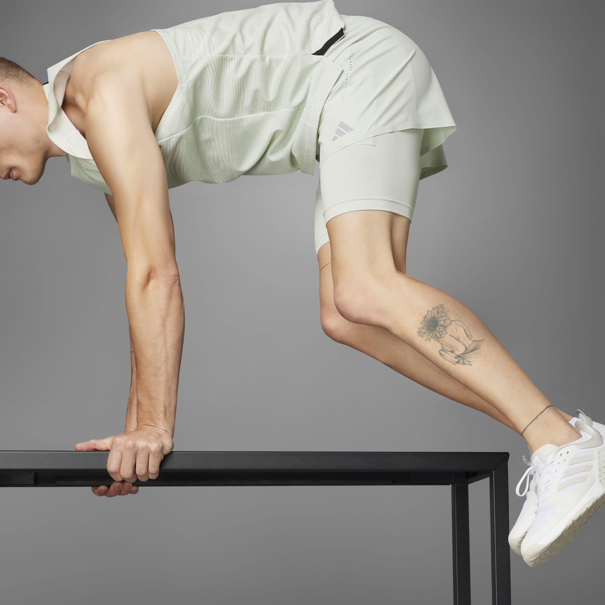 Linen Green - adidas - Performance 2-in-1 Gym Shorts - 12