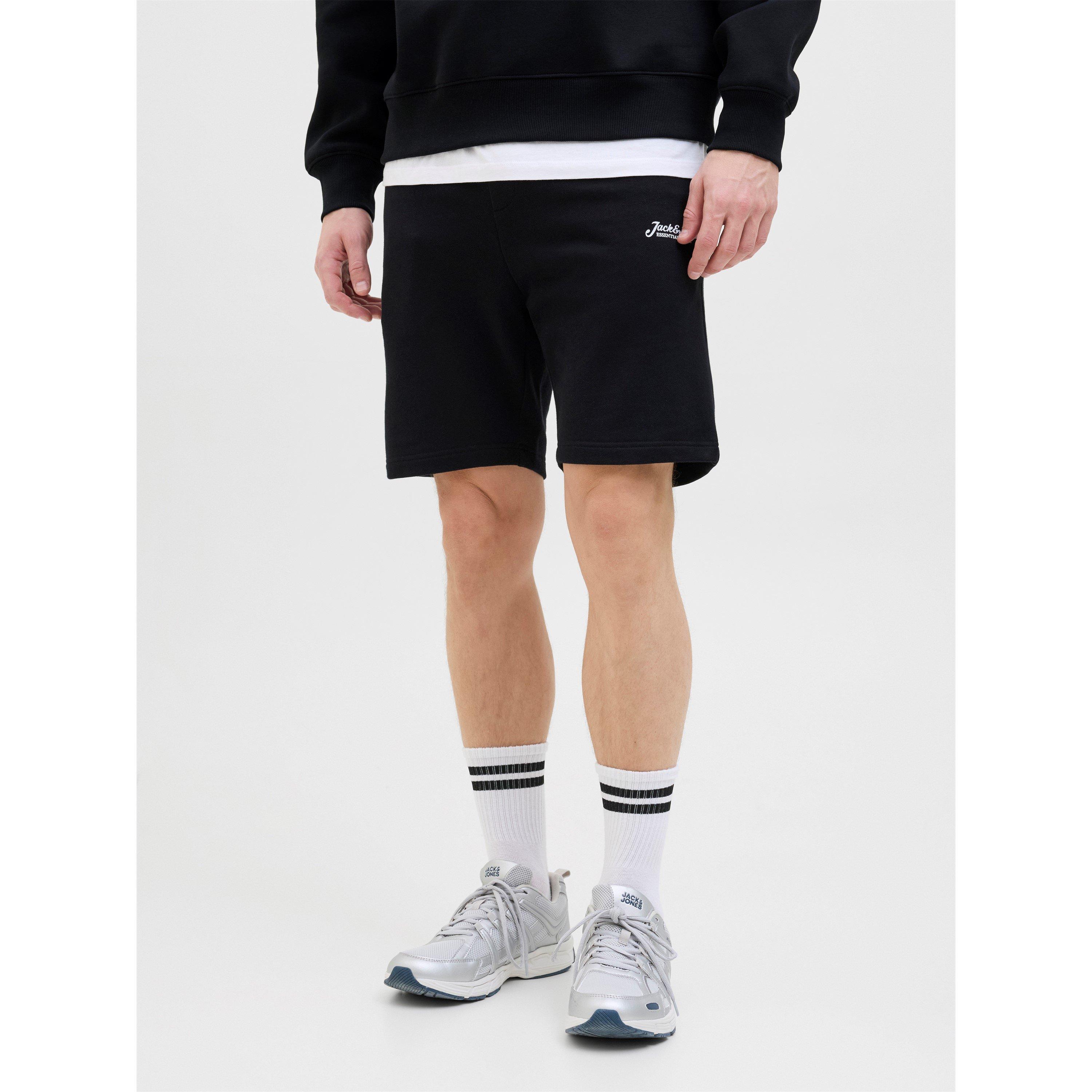 Black - Jack and Jones - Men's Beau Fleece Jogger Shorts - 1