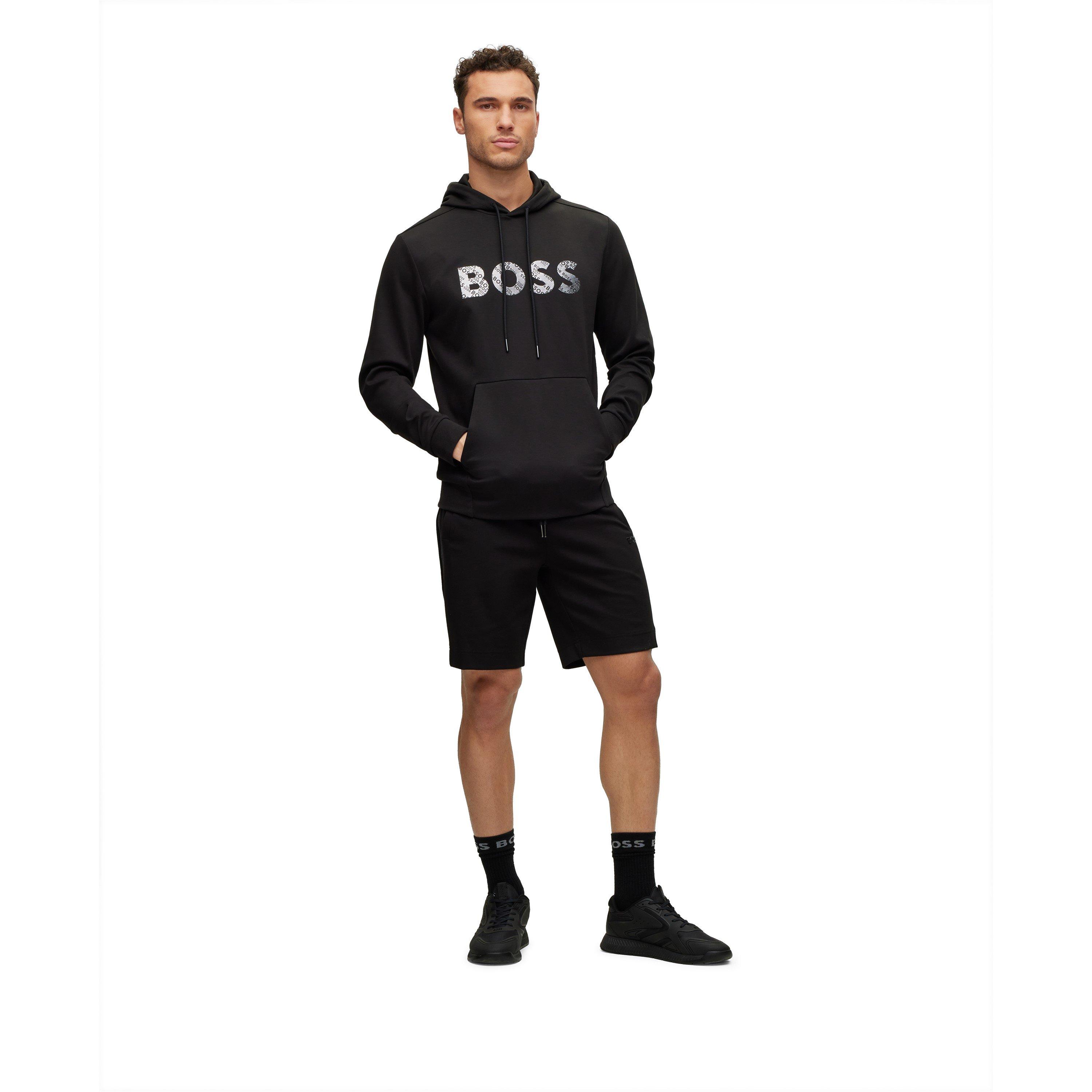 Black - Boss - Men's Headlo Mirror Fleece Jogger Shorts - 6