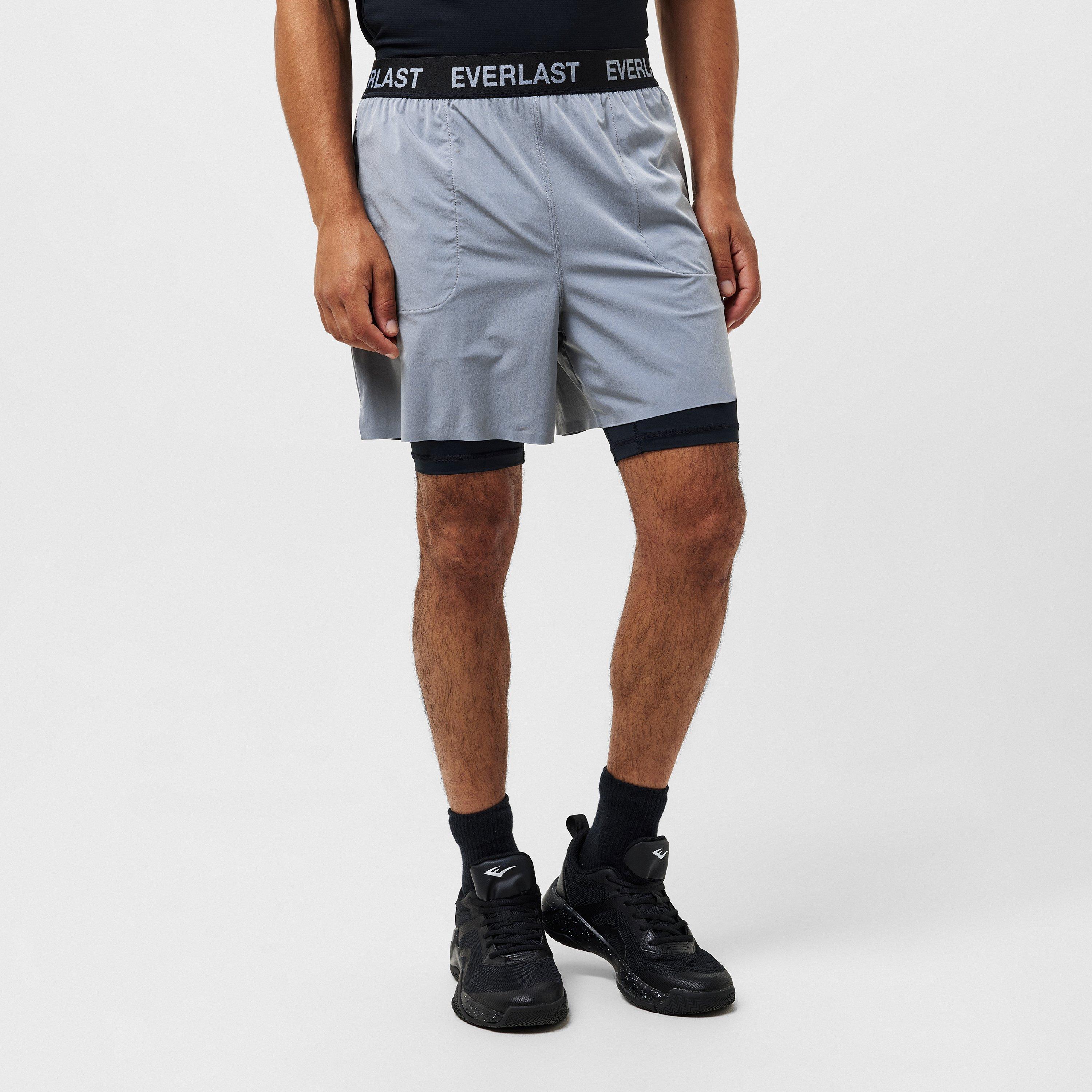 Grey - Everlast - 2in1 5in Shorts Mens - 3