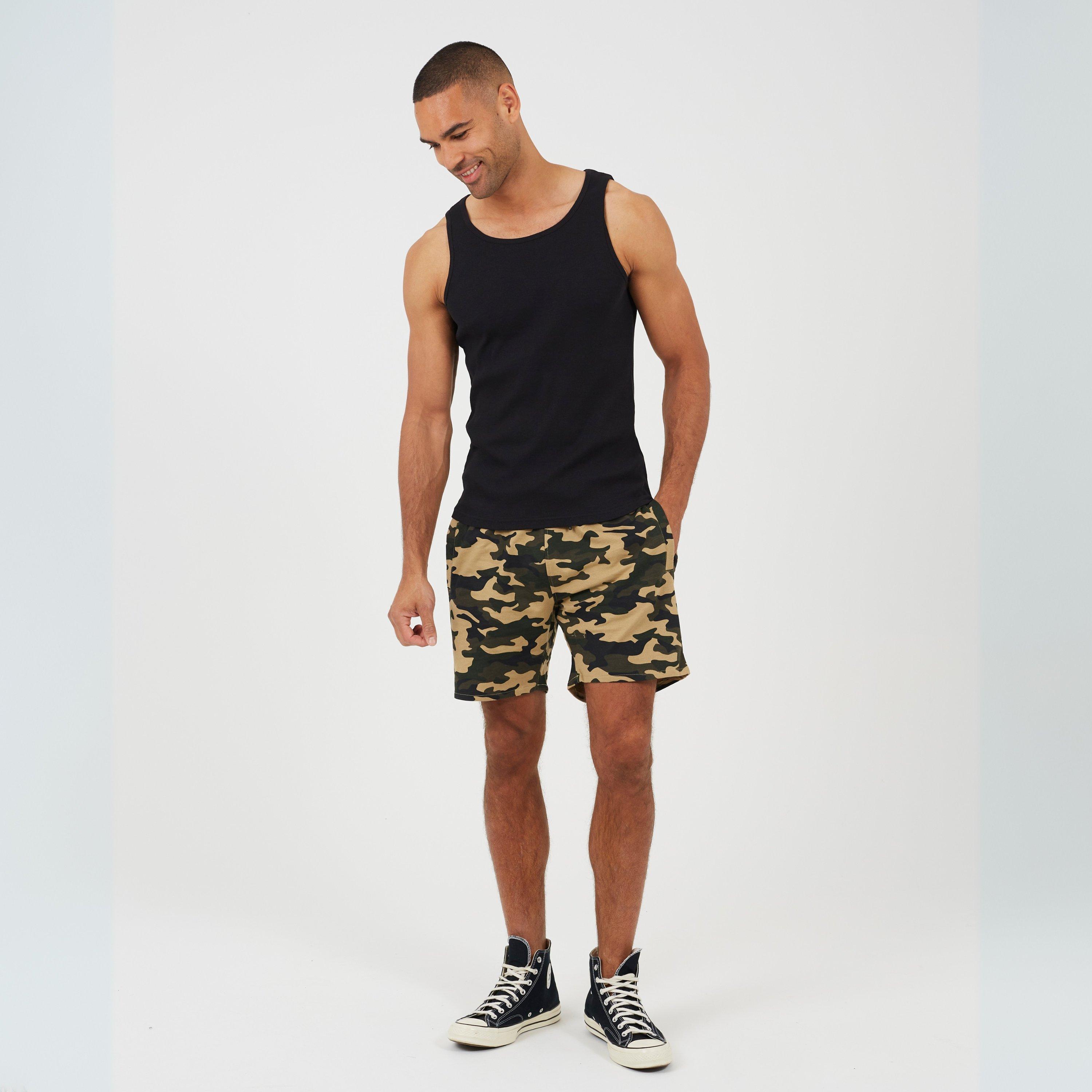 Khaki Camouflage - Brave Soul - Print Jersey Short - 4