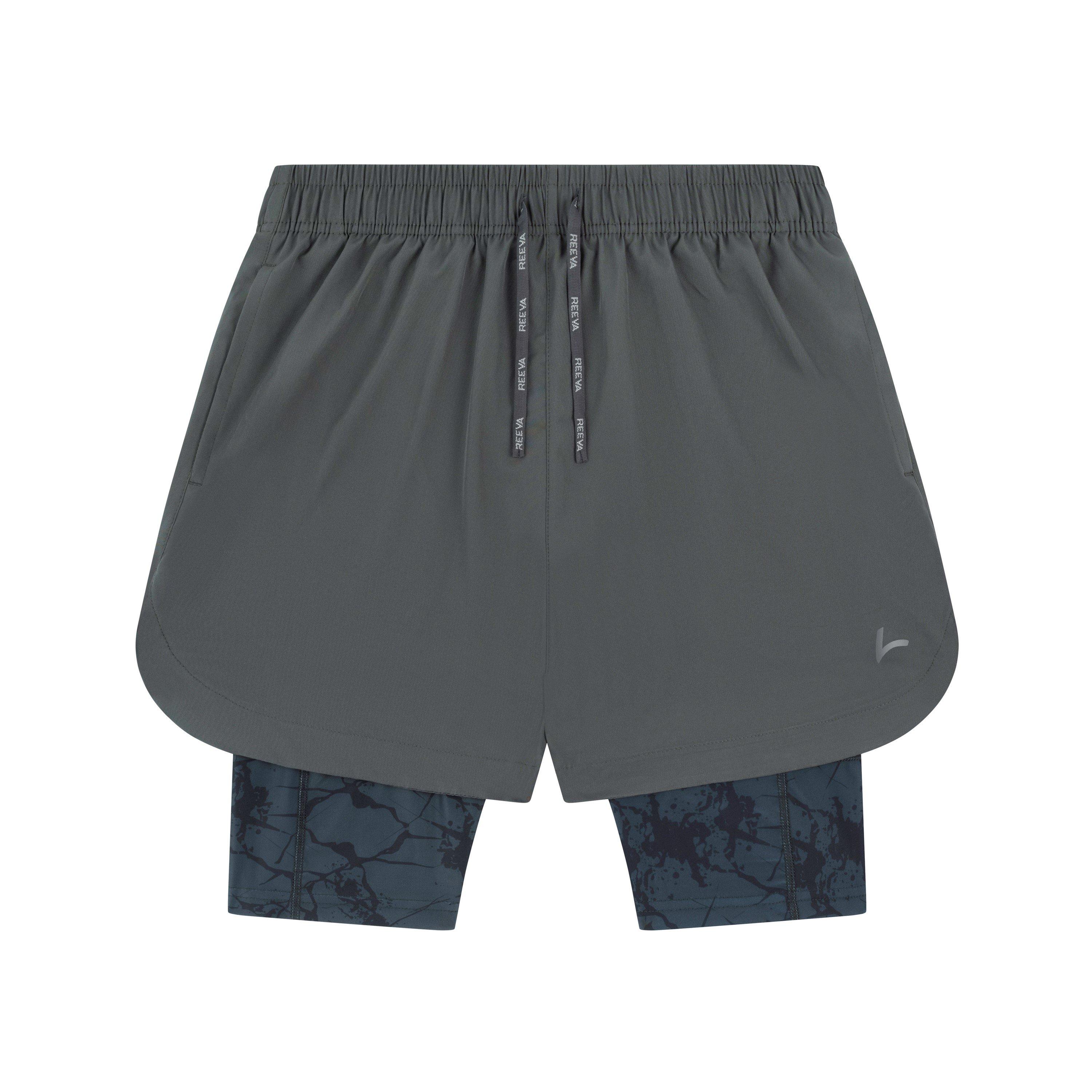 Reeva  Premium Active Shorts With Inner Short - Grey - Medium