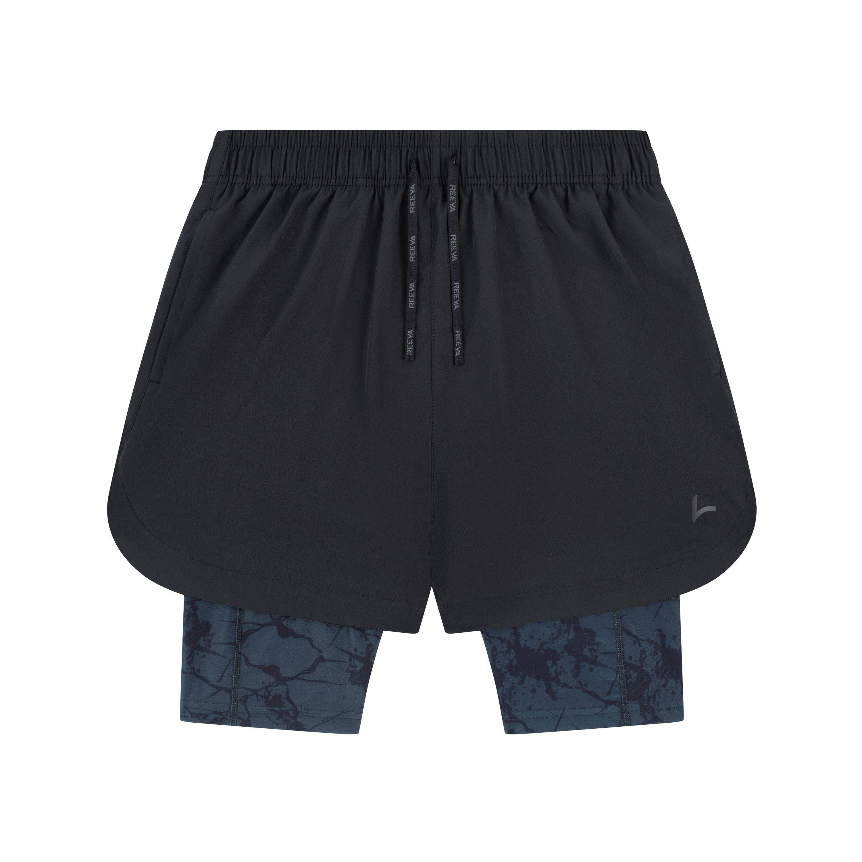 Reeva  Premium Active Shorts With Inner Short - Black - Medium