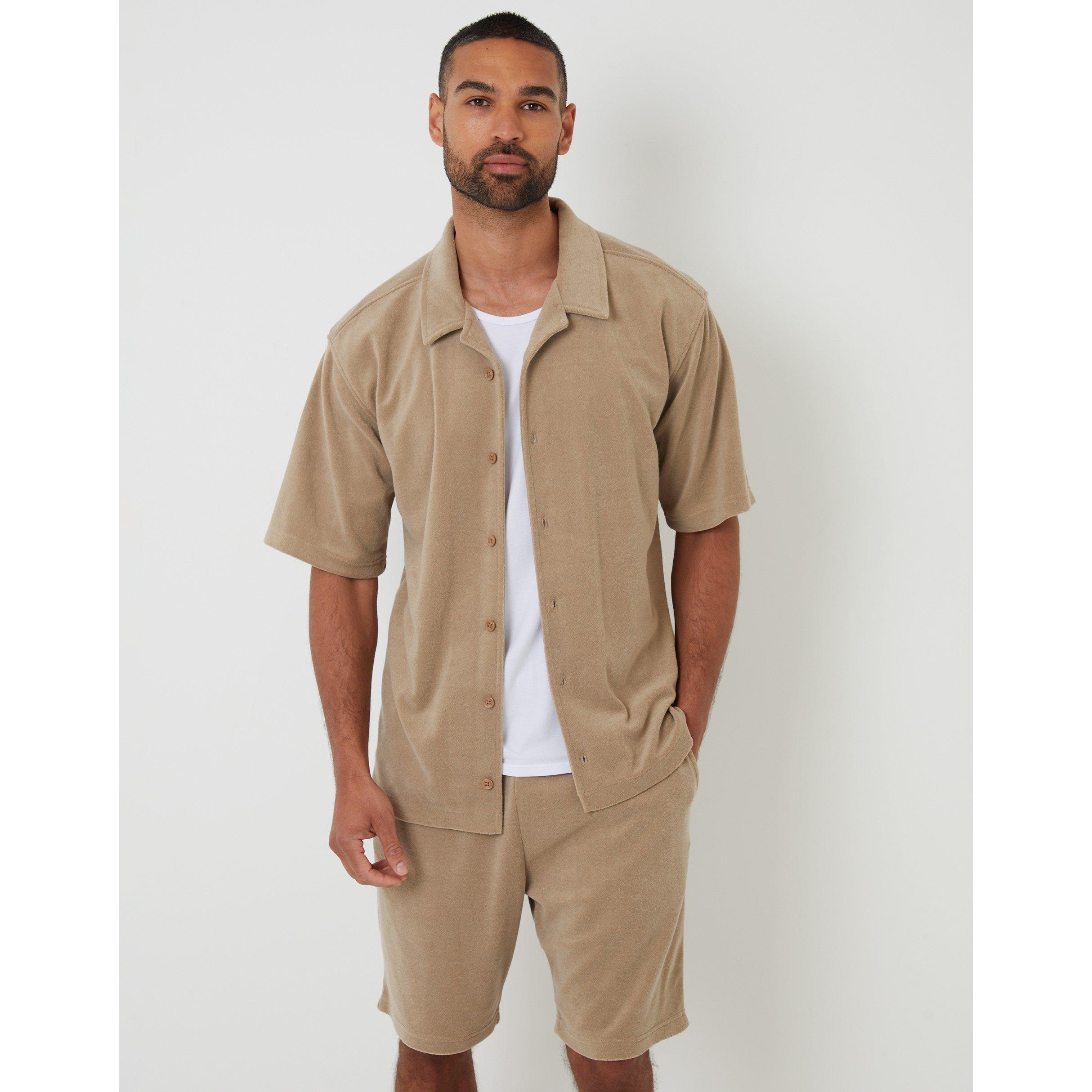 Mid Stone - Threadbare - Men's Fleece Jogger Shorts - 2